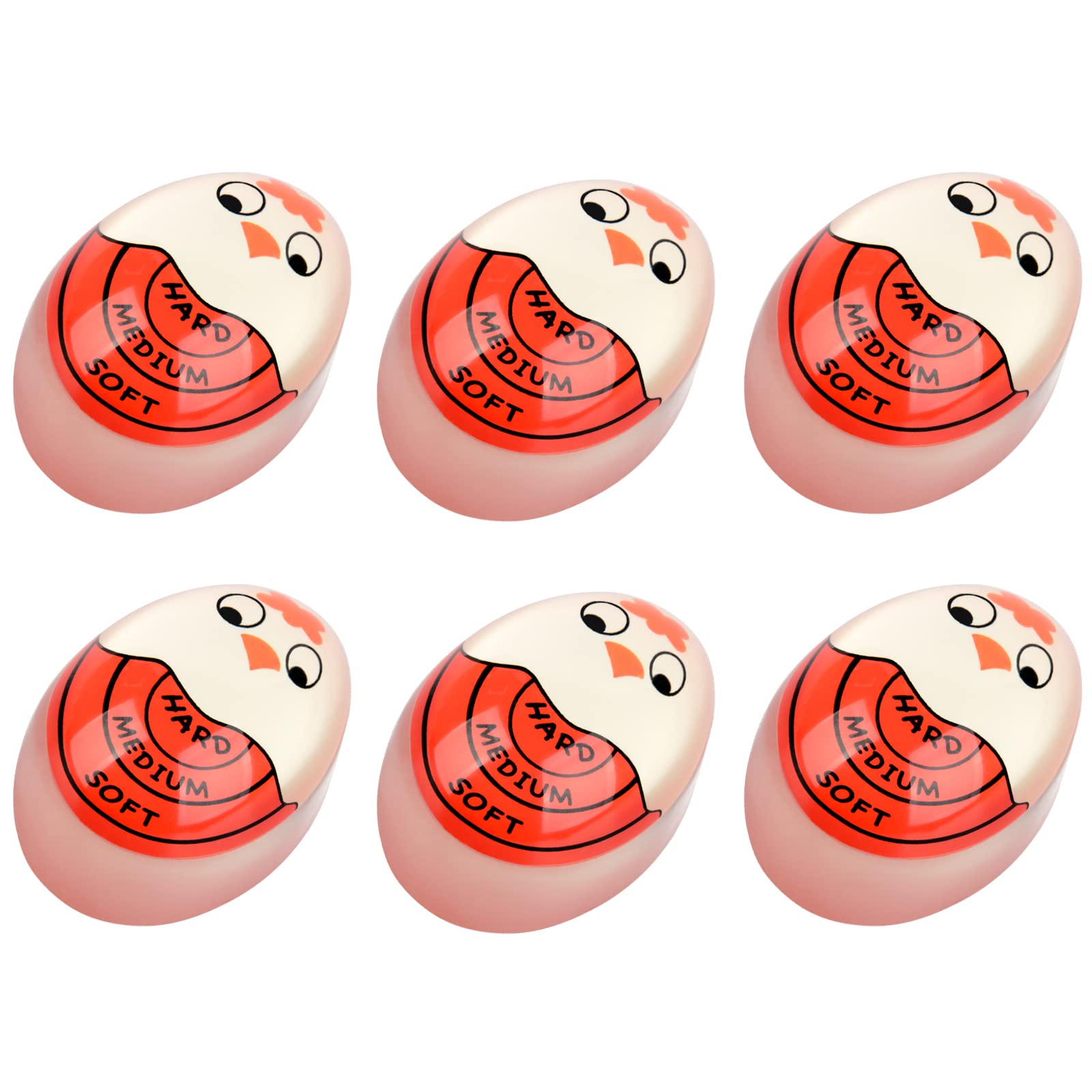 Egg Timer Sensitive Hard & Soft Boiled Color Changing Indicator Tells When Eggs Are Ready (Red 6Pack)