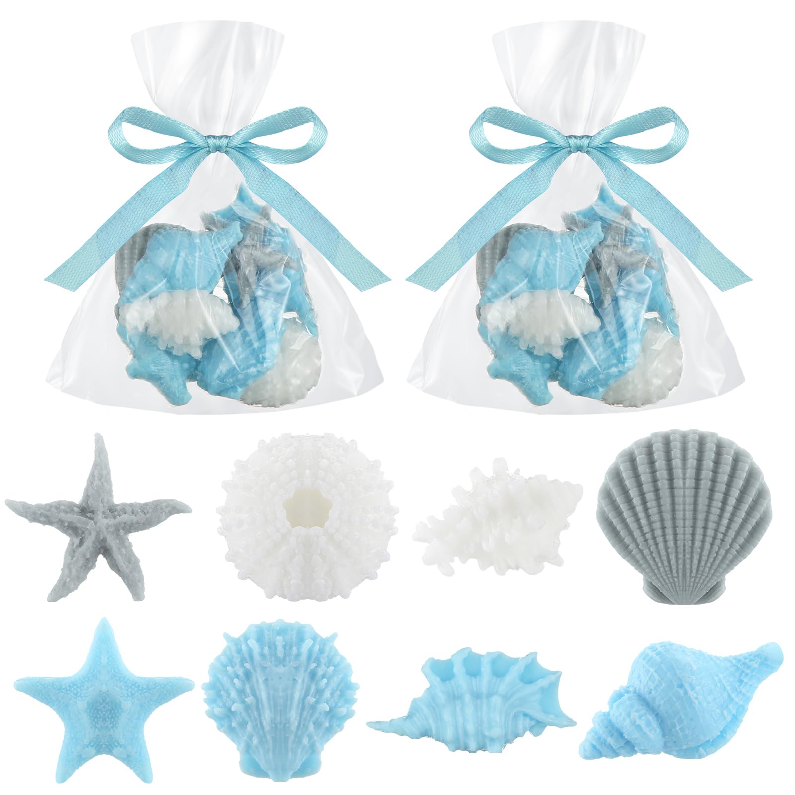 Lineshading 200g Sea Glass Soap Decor Seashell Decorative Soaps for Bathroom Home Decor Beach Wedding Nautical Wedding Party Fav