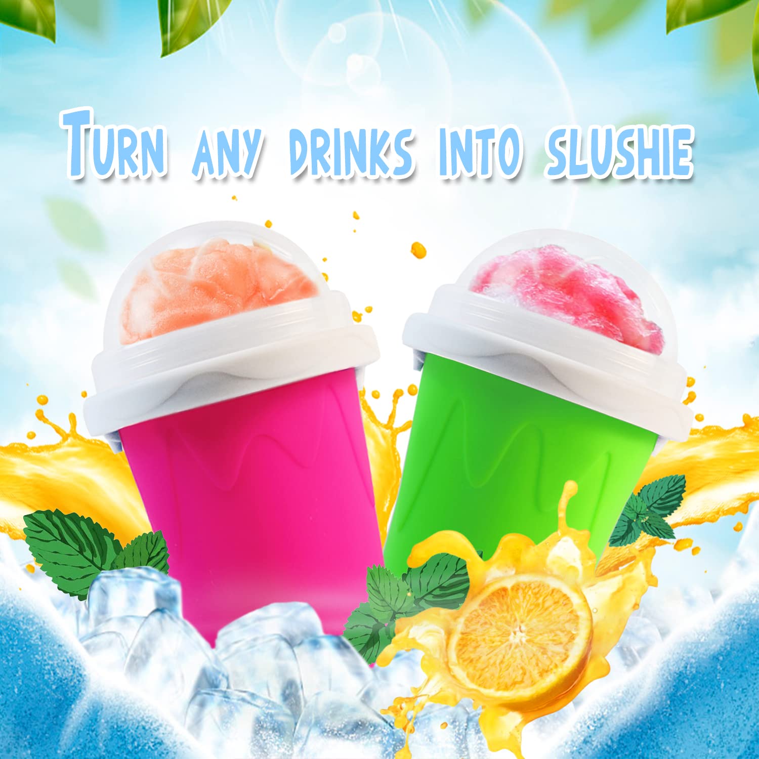 Nufr Slushie Maker Cup, Magic Quick Frozen Smoothies Cup Cooling Cup Double Layer Squeeze Cup Slushy Maker, Homemade Milk Shake