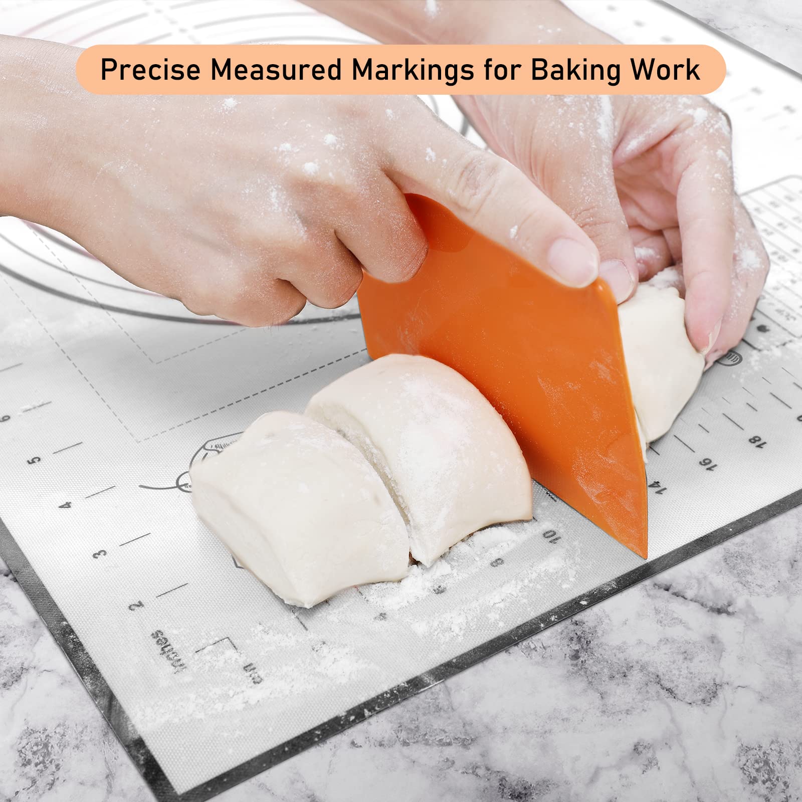 Silicone Pastry Mat With Measurement, Kids Baking Mat For Fondant, Rolling Dough, Pie Crust, Pizza And Cookies, Dough Mat, Count