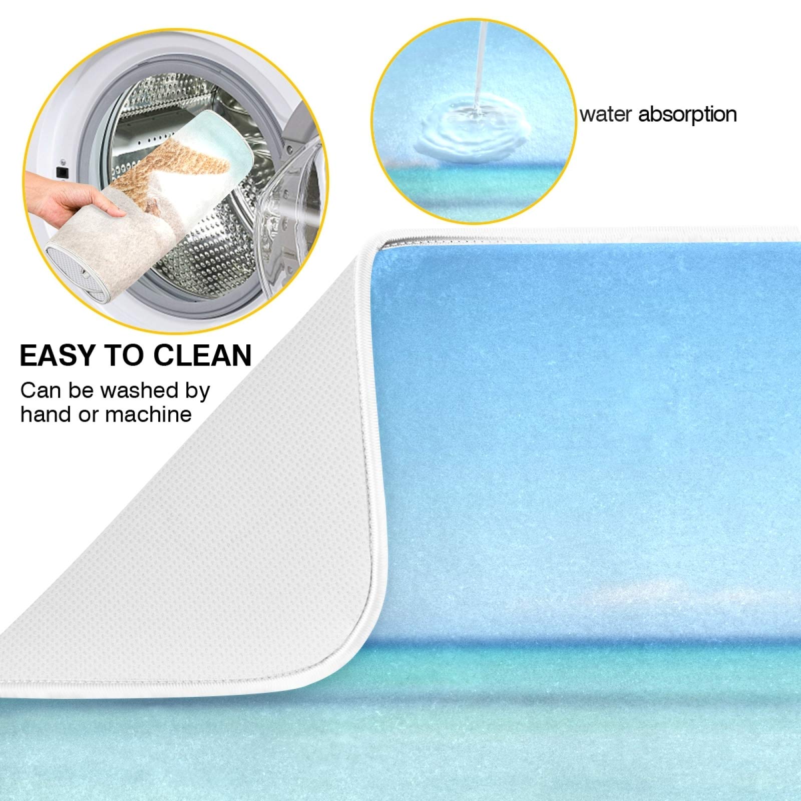 Summer Starfish Sandy Dish Drying Mat Seaside Coast Dry Pad Bottle Dryer Rack Kitchen Decor Absorbent Easy Clean Drainer Mats Fo