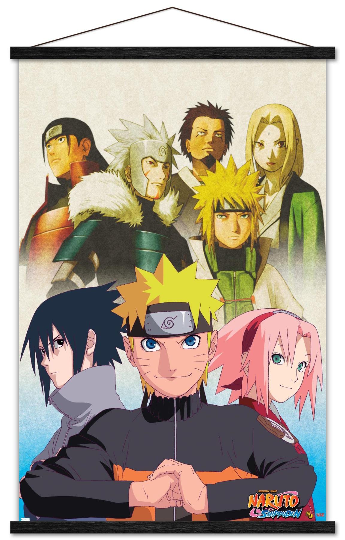 Trends International Naruto Shippuden - Key Art Wall Poster, 22.375'' X 34'', Premium Print And Black Hanger Bundle