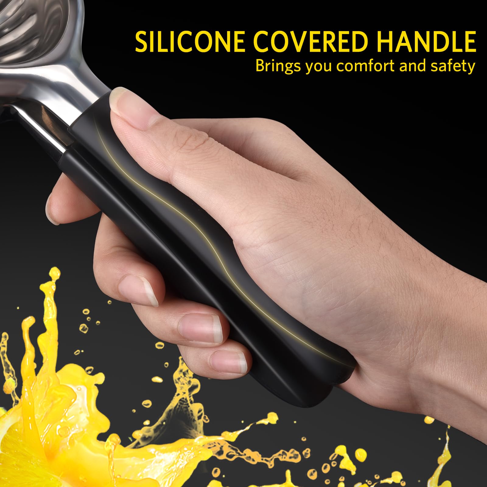 Lemon Squeezer, Sopito Stainless Steel Citrus Press Juicer Heavy Duty With Large Metal Squeezer Bowl For Seedless Juicing, Non-S