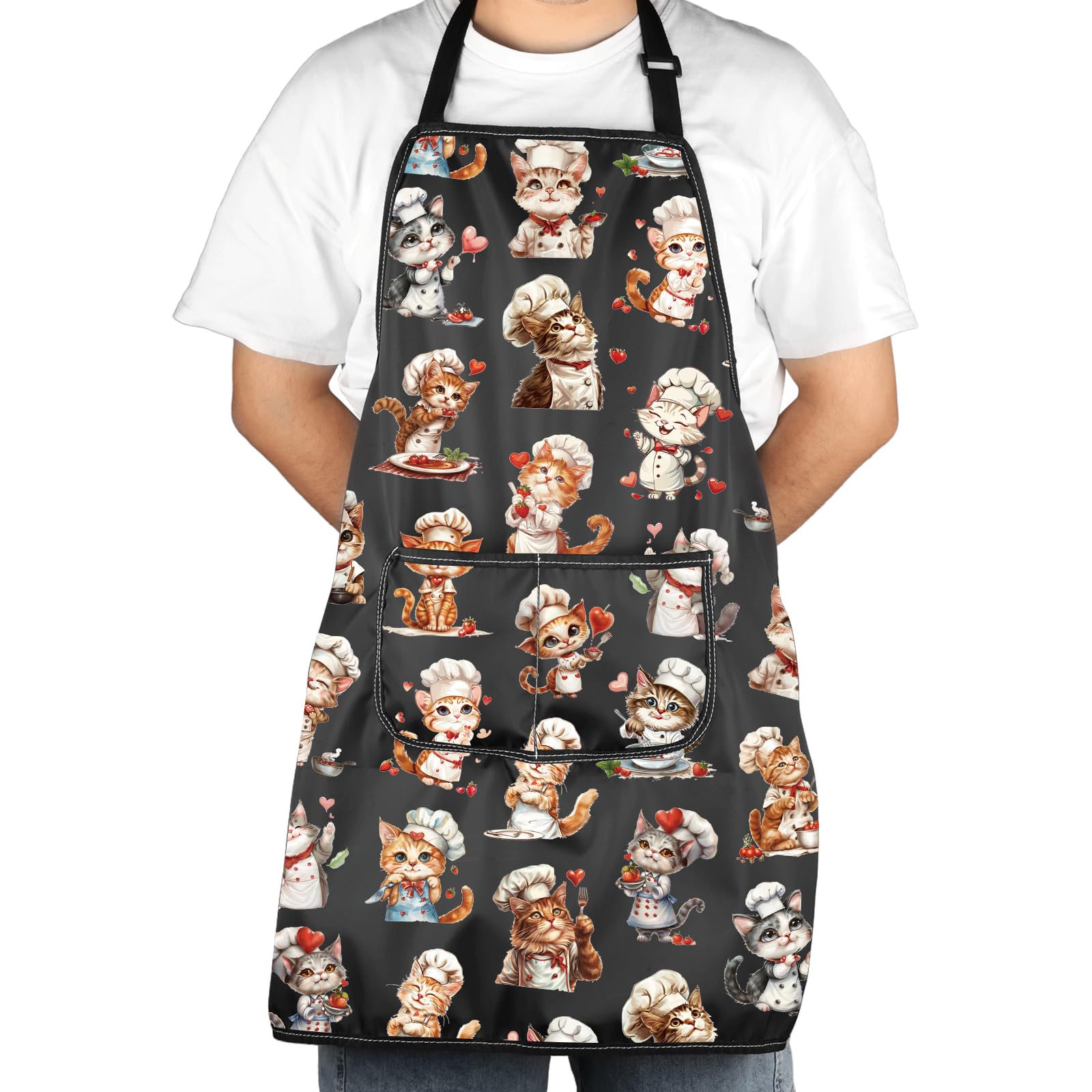 Jxgzso Funny Kitchen Cat Chef Apron Cat Themed Apron Cooking Kitchen Aprons