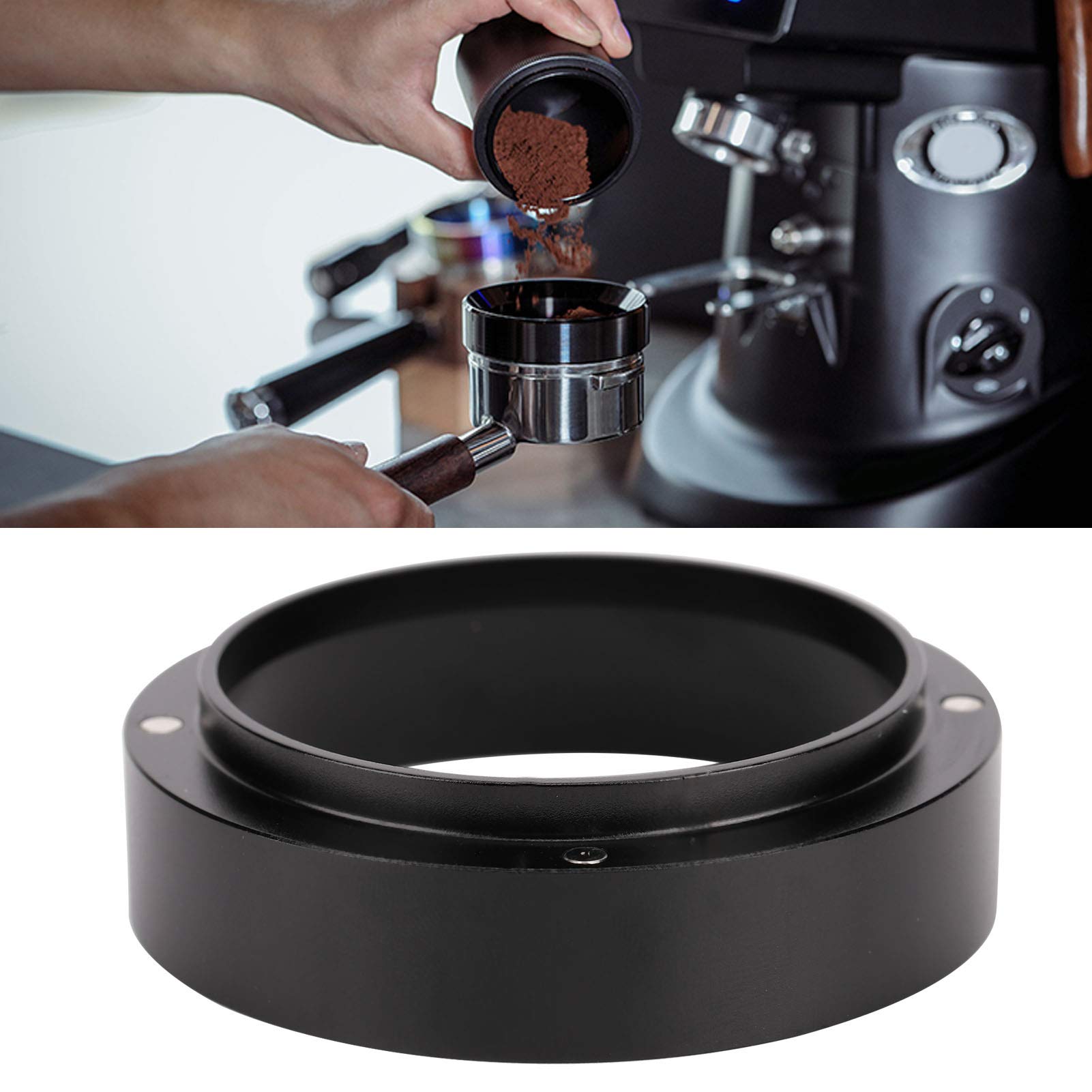 Dosing Rings Aluminum Coffee Powder Dosing Rings Funnel With Magnetic Replacement Coffee Maker Accessory Black(58Mm)