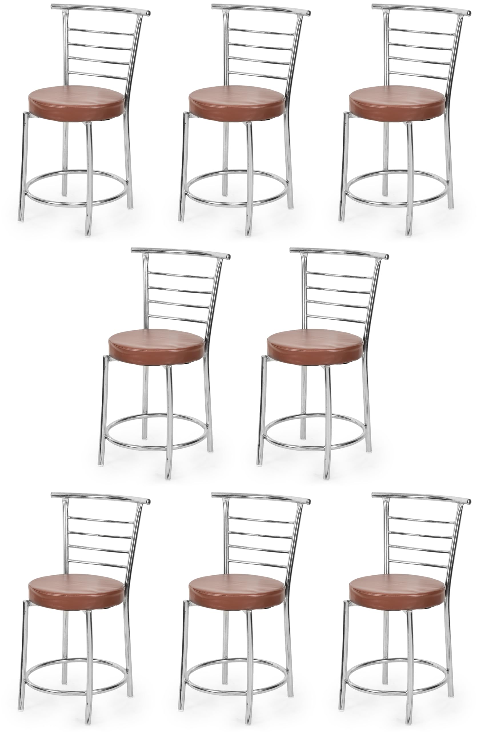 Goyal Steel & Furniture Chairs For Dining Table, Steel Chair, Dining Chair With Comfortable Cushion (8, Brown, Standard)