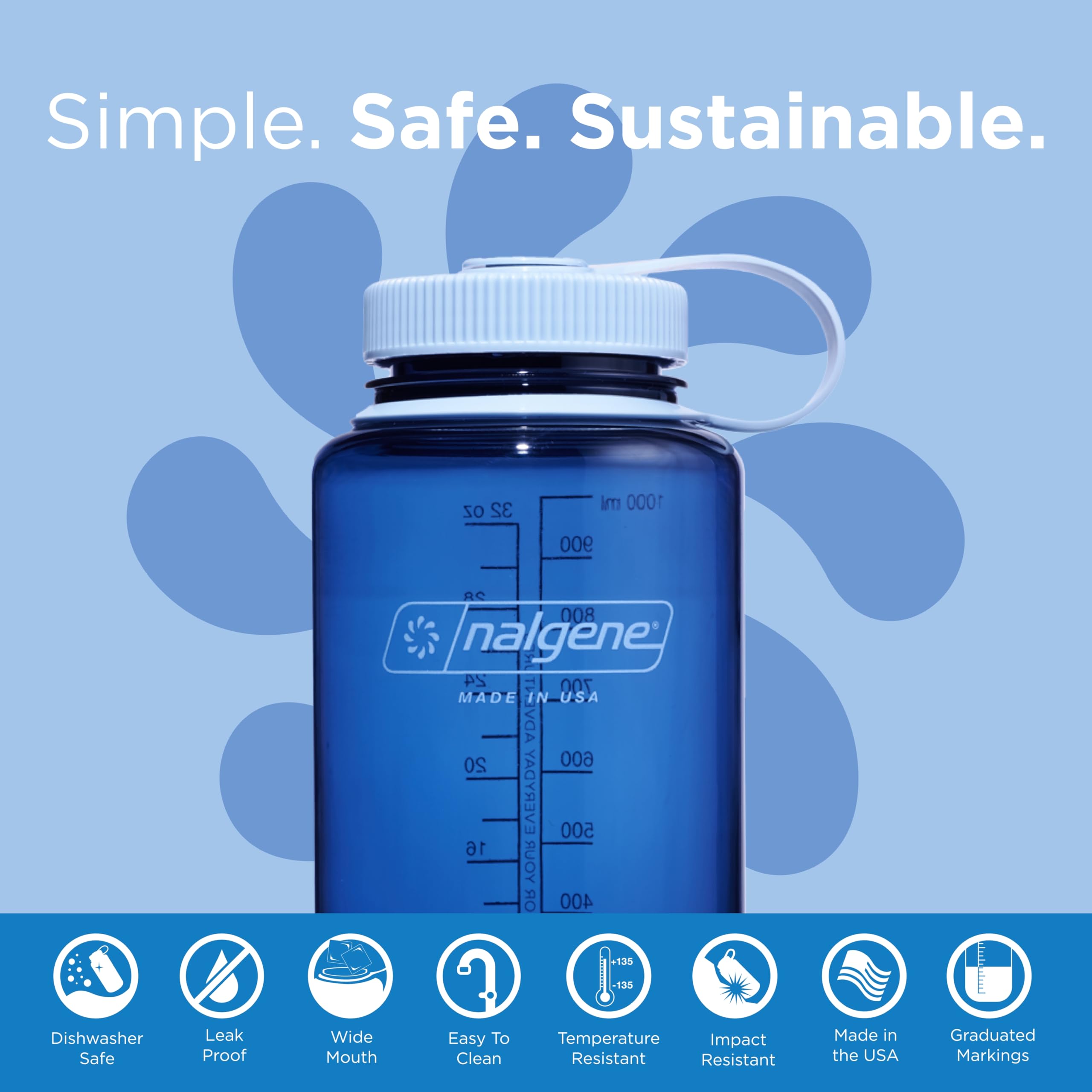 Nalgene Sustain Tritan Bpa-Free Water Bottle Made With Material Derived From 50% Plastic Waste (Using Iscc Certified Mass Balanc