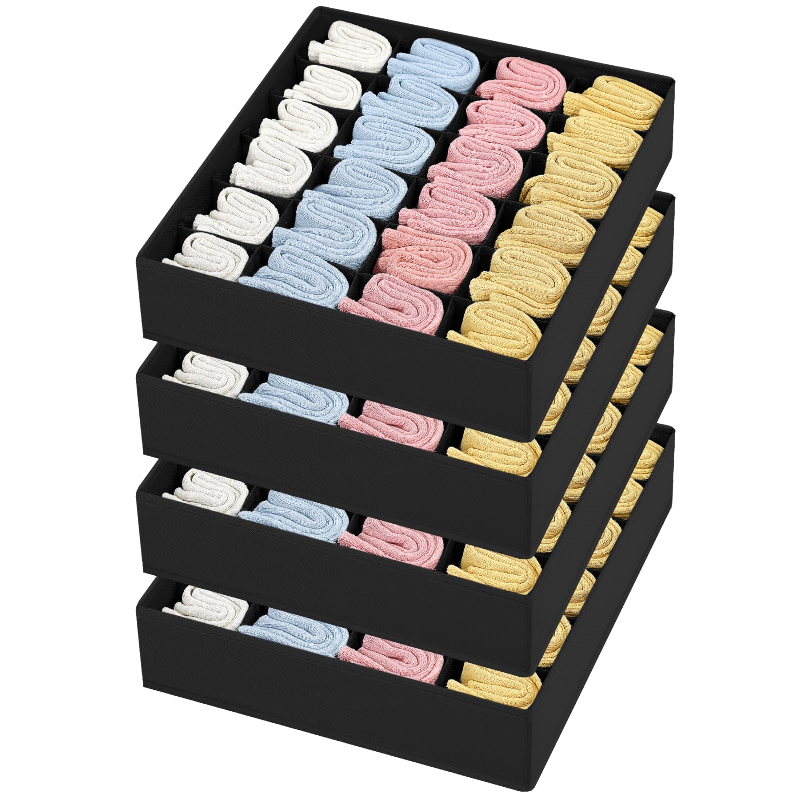 Joyoldelf Socks Organizer Drawer Organizer - Large Underwear Organizer, 24 Cell Collapsible Closet Organizers and Storage Sock H