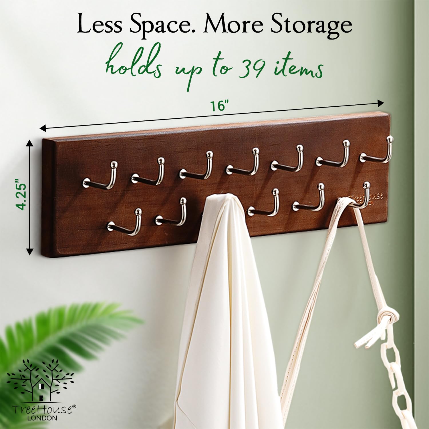 Treehouse Belt Organizer Rack, Holds Over 28 Large Belts, Sturdy Metal & Sturdy Wood Storage Holder For Closet, Versatile, Wall
