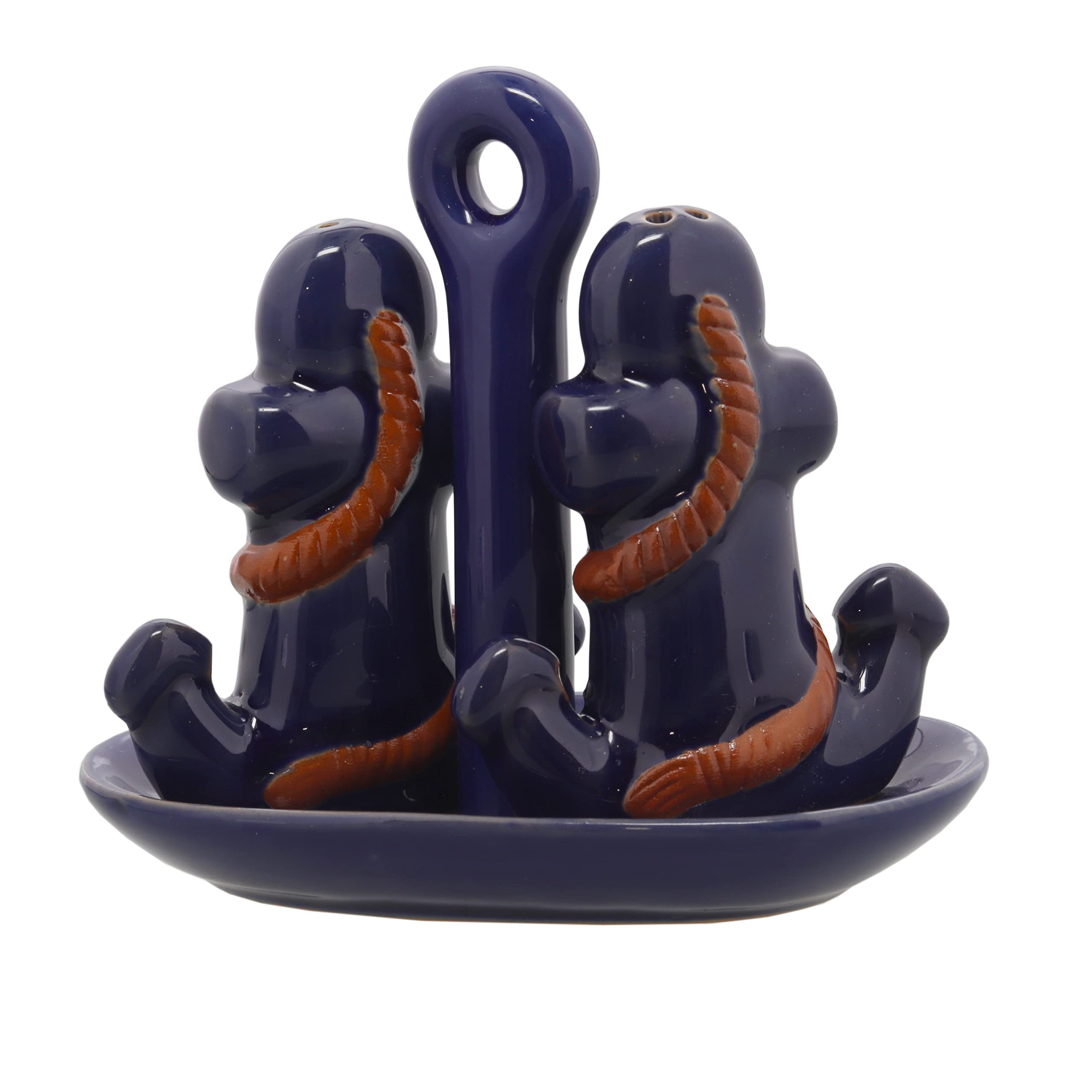 Ceramic Salt & Pepper Shakers Collectors Kitchen D  Cor With Tray - Anchor