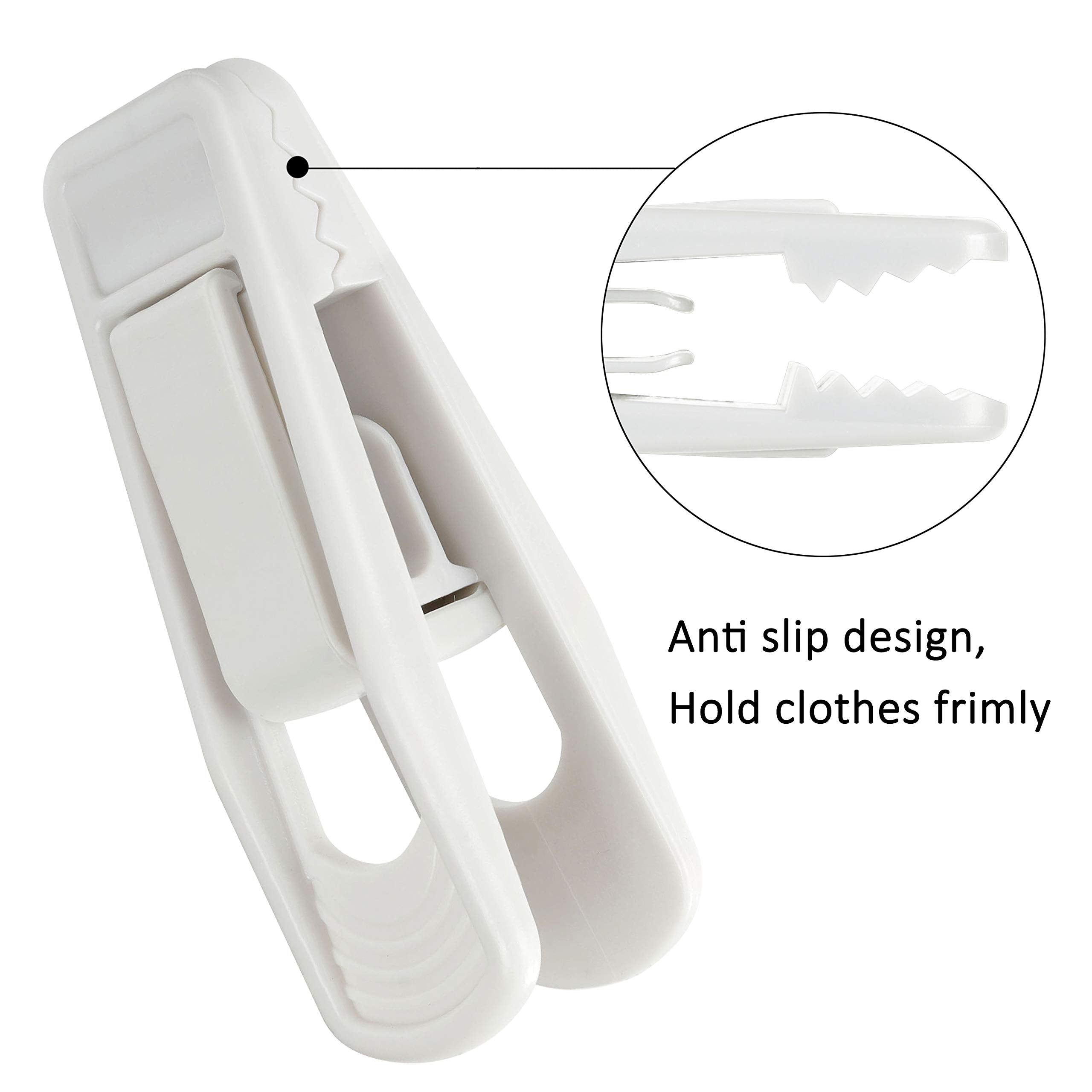 Tinfol 40Pc Hanger Clips - White Strong Pinch Grip Clips For Use With Slim-Line Clothes Velvet Hangers, Multi-Purpose Finger Cli