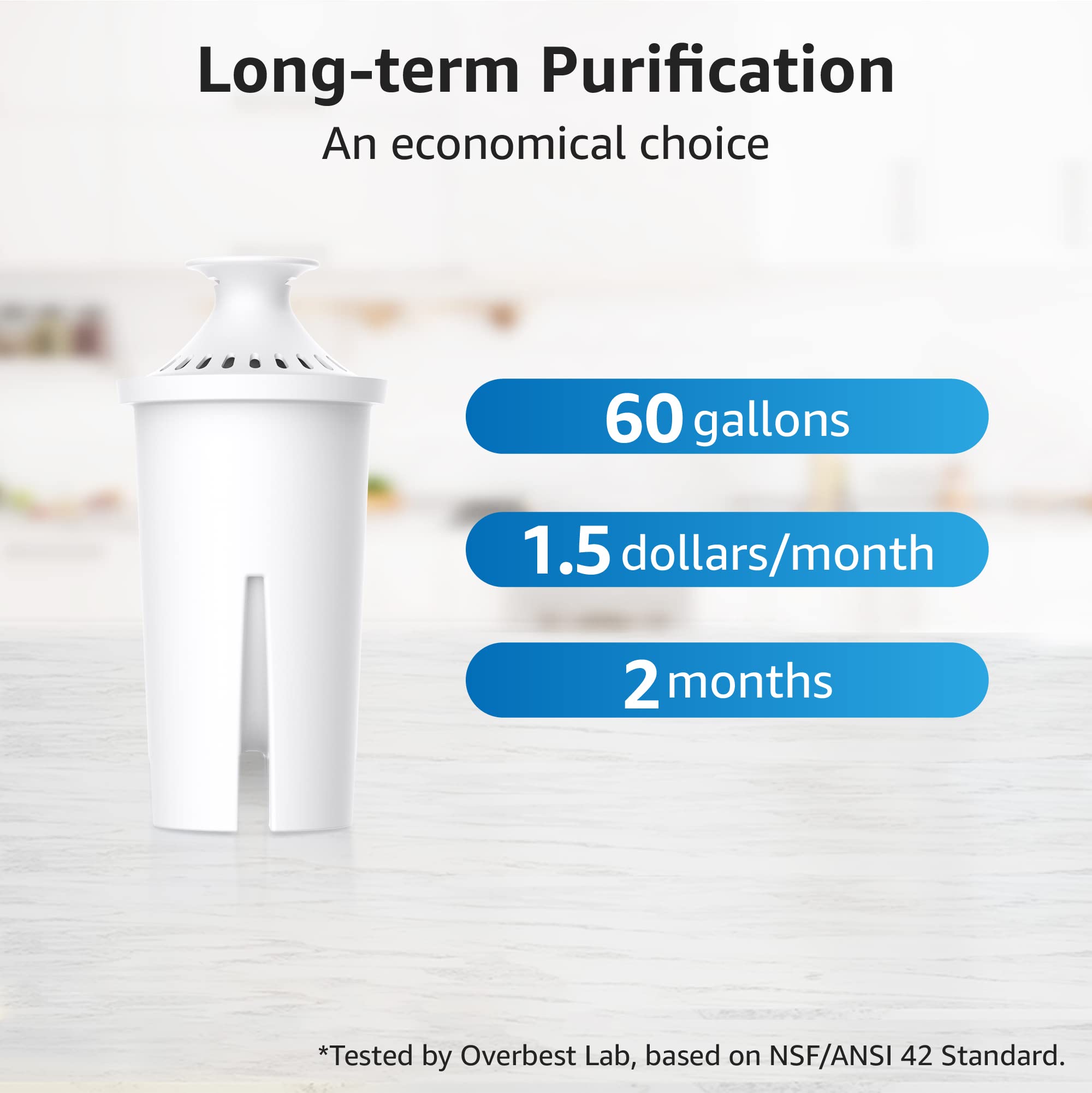 Overbest NSF Certified Pitcher Water Filter  Replacement for Brita? Pitchers and Dispensers  Brita? Classic 35557  OB03  Mavea? 107007  and More  Pack of 6