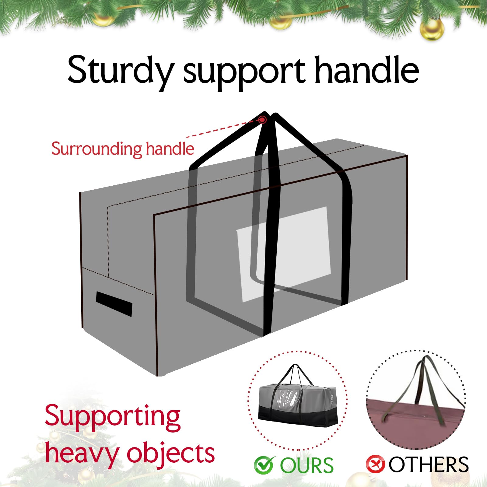 Christmas Tree Storage Bag,Fits Up 10 Ft Tall Artificial Trees,600D Oxford Material,Heavy Duty Tree Bag,Dampproof Storage Bags w