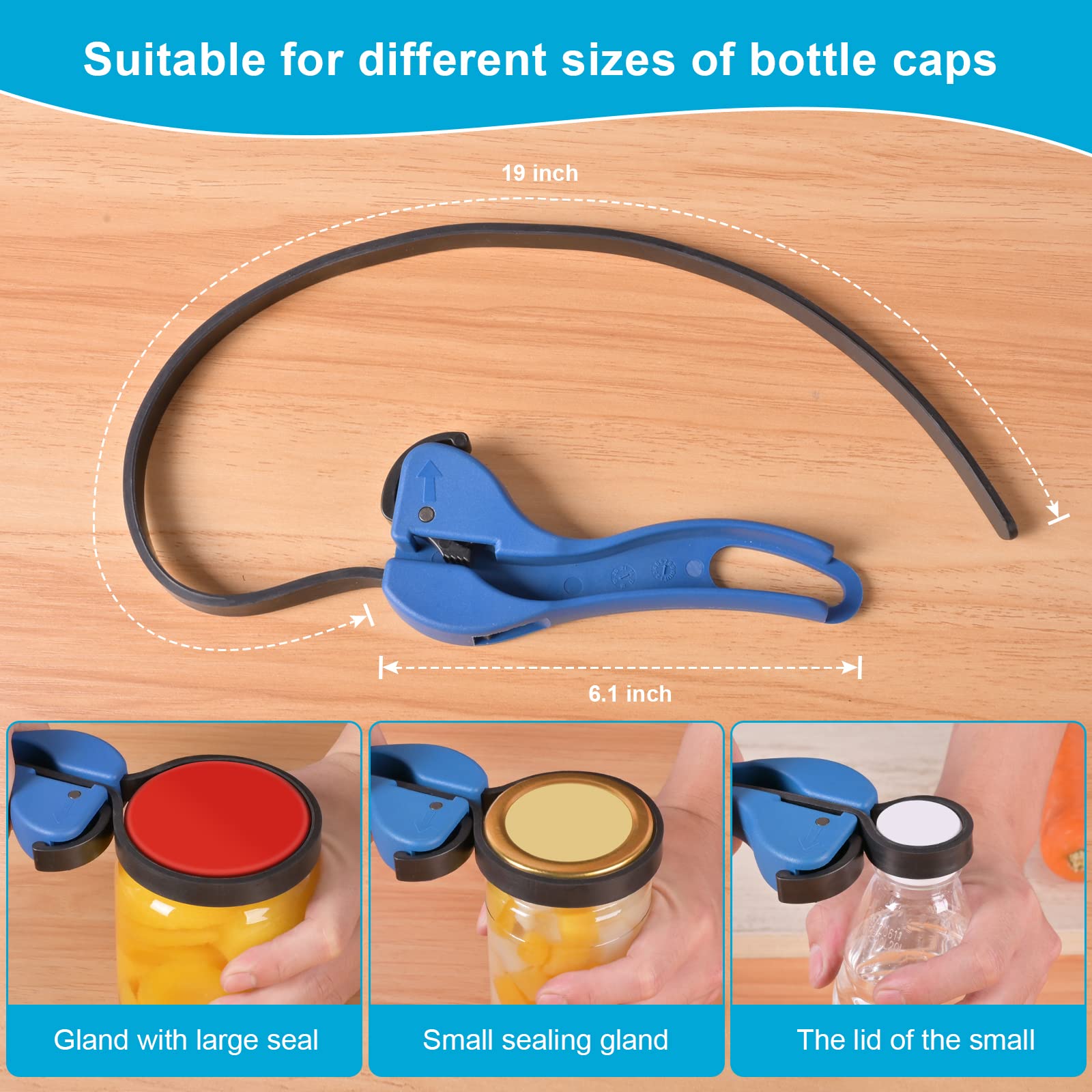 MSEONA Jar Opener for Weak Hands, Arthritis-Friendly, Plastic, Large, Blue, Model sd-01