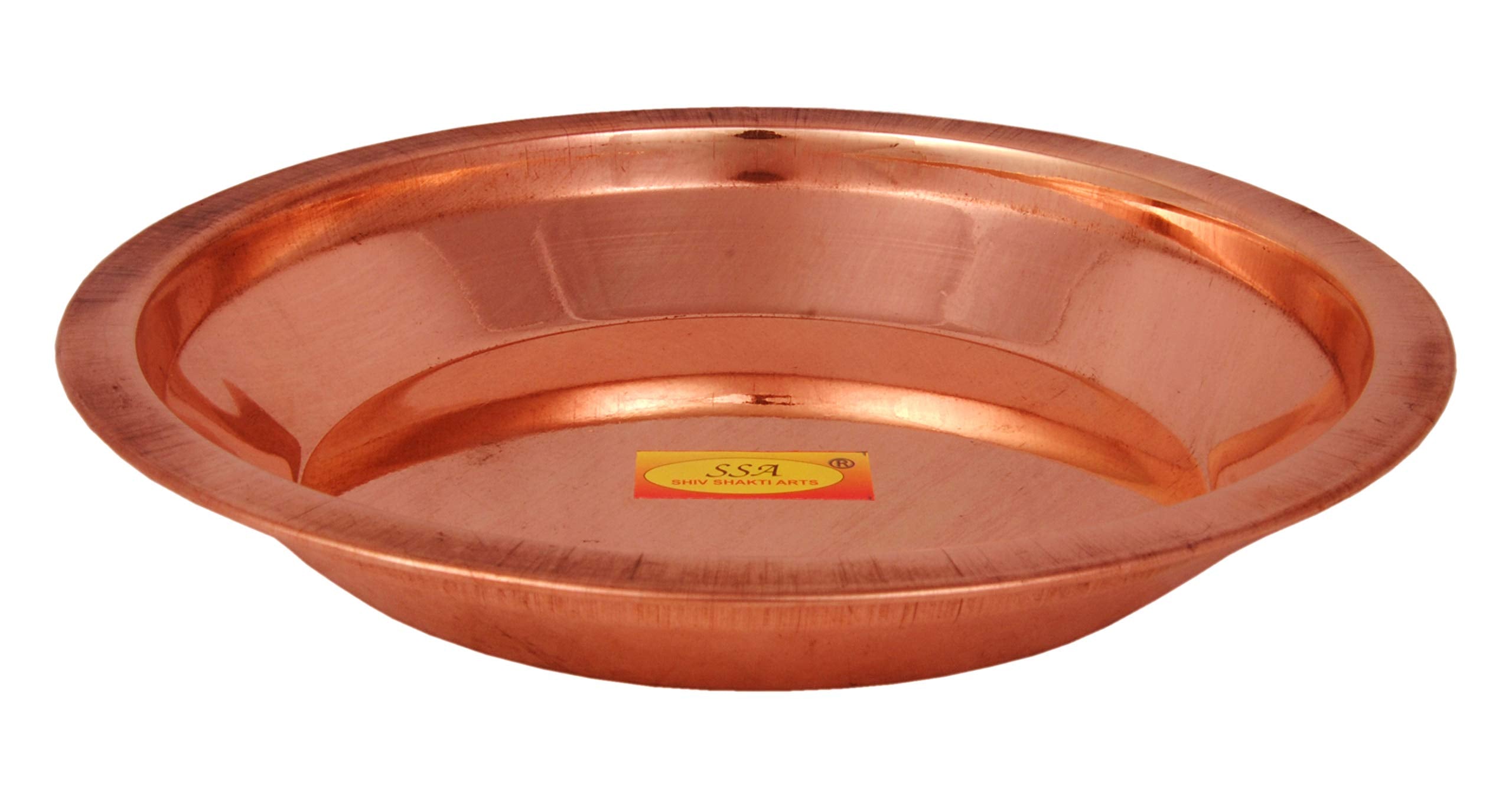 Shiv Shakti Arts 100% Pure Copper Pooja Thali Plate Taman - (Diameter - 4.33 Inch, Heavy)