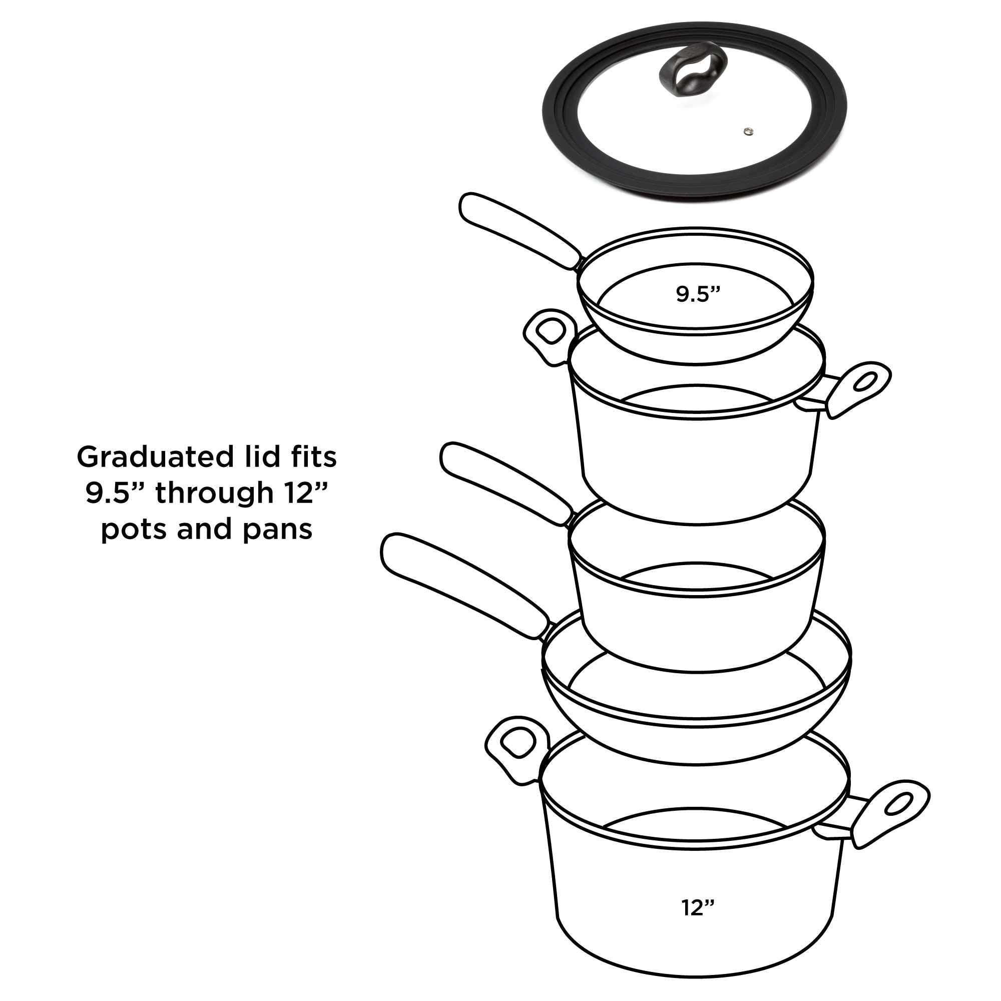 Ecolution Universal Lid For Pots And Pans, Fits 9.5-Inch To 12-Inch Cookware, Tempered Glass Replacement Lid With Heat Resistant