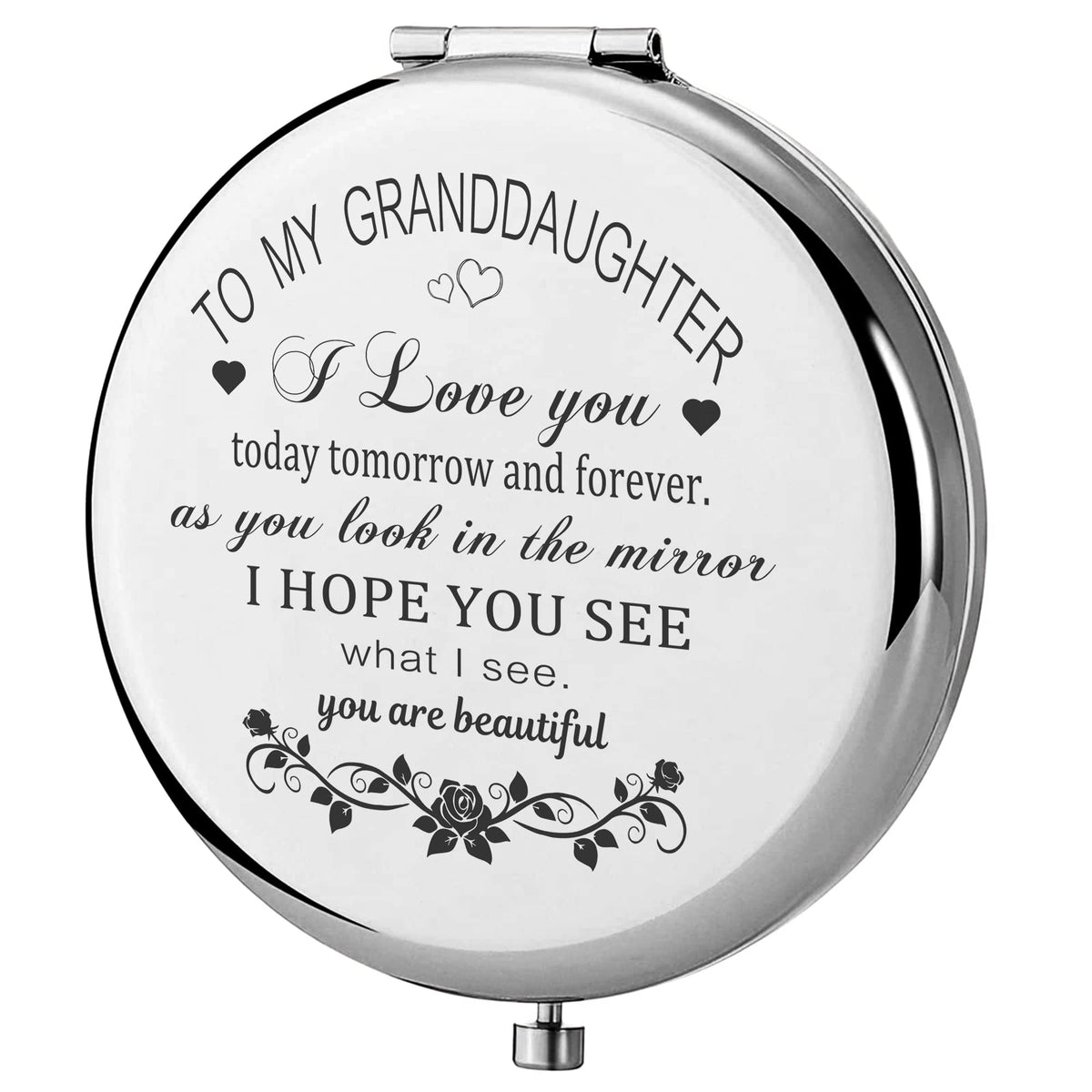 Gaolziuy Granddaughter Gifts From Grandma And Grandpa, Gifts For Granddaughter, To My Granddaughter Makeup Compact Mirror Sliver