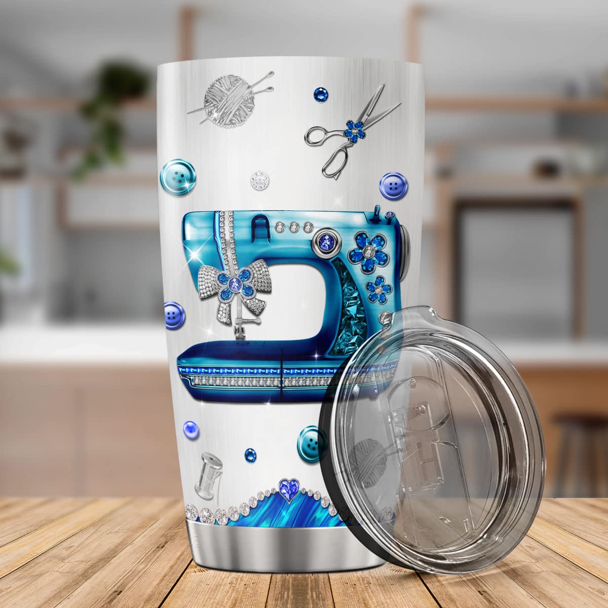 9Gift4You Sewing Machinist Coffee Tumbler Nutrition Facts Birthday Gifts For Women Travel Mug With Lid Insulated Cup Hot Drinkin