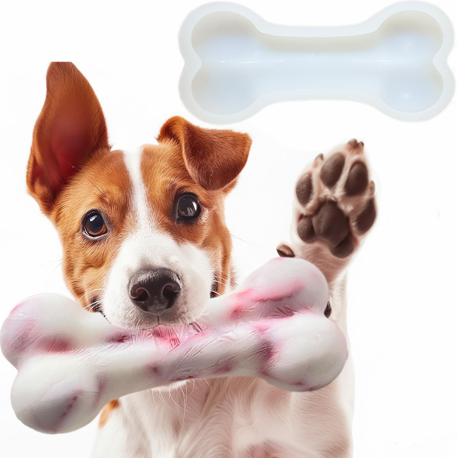 SIUPER 7.5IN Big Bone Dog Cat Treat Mold 1 Pack, DIY Flavors for Puppy. Food Safe Silicone for Oven. Large Ice Cube Mold for Pet
