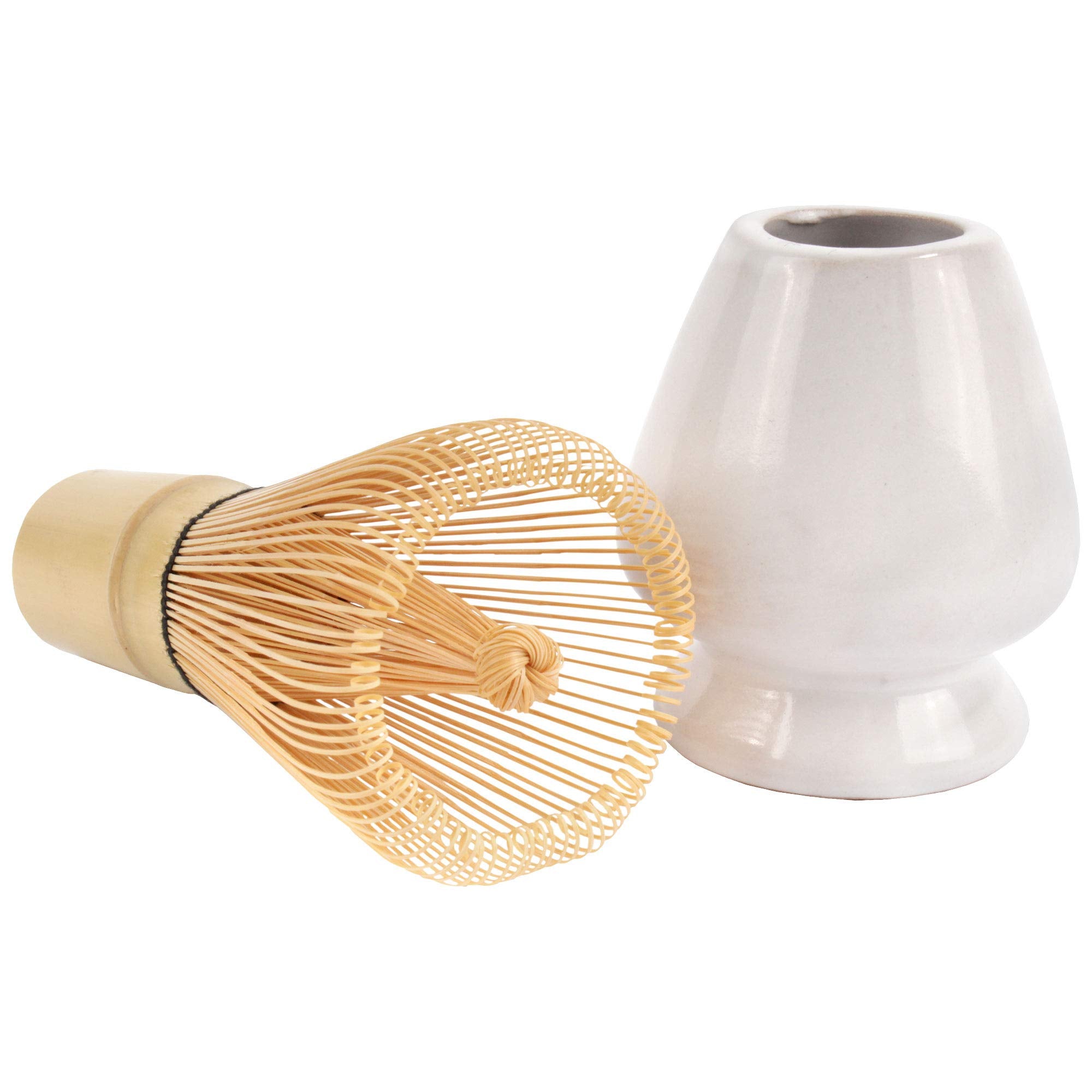 Matcha Tea Whisk Set - Bamboo Whisk And Whisk Holder - White