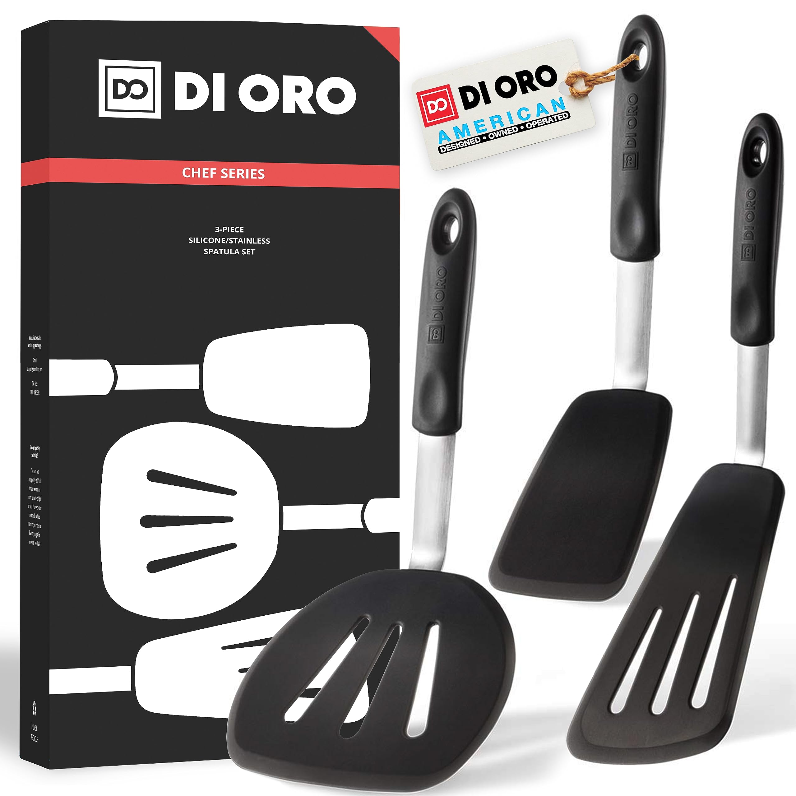 Di Oro Living Spatulas For Kitchen Use - Spatulas Silicone Heat-Resistant Up To 600Af - Turner Spatula Set For Cooking - Bpa Fre