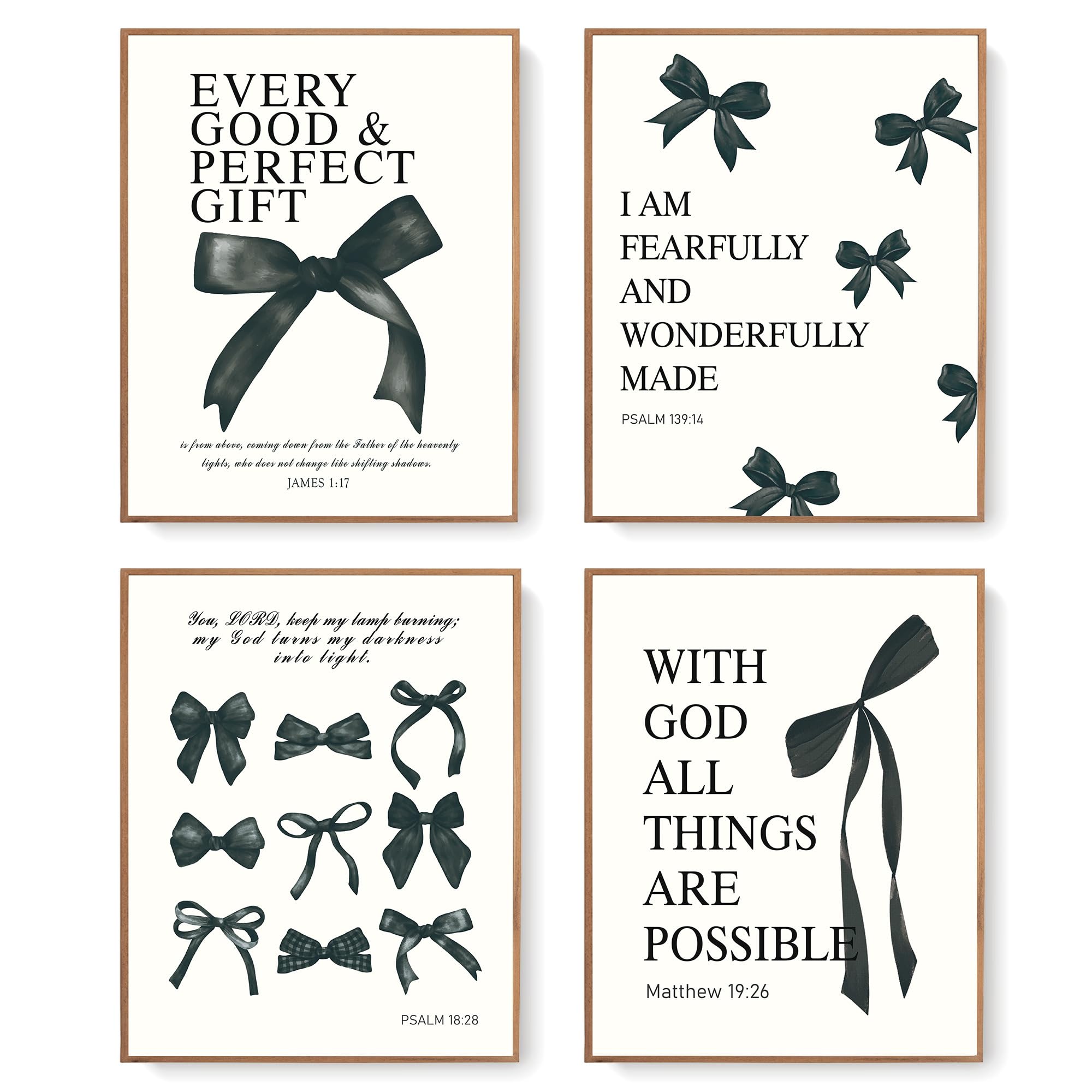 LARTSFRO Coquette Black Bow Bible Wall Art Decor Posters, Black Bow Room Bedroom Bathroom Dorm Wall Art Decor Aesthetic for Teen