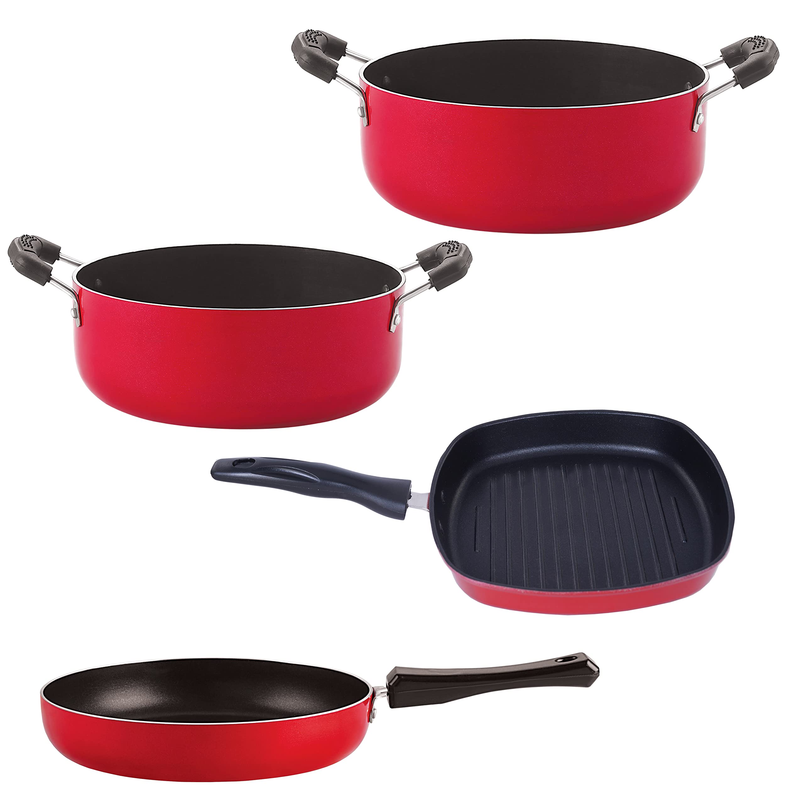 Nirlon Odor Free 3 Layer Non Stick Coating Cookware Gift Item Set Of 4 Pieces With Bakelite Handle (Fp10_Cs26_Gp22.5_Cs24)
