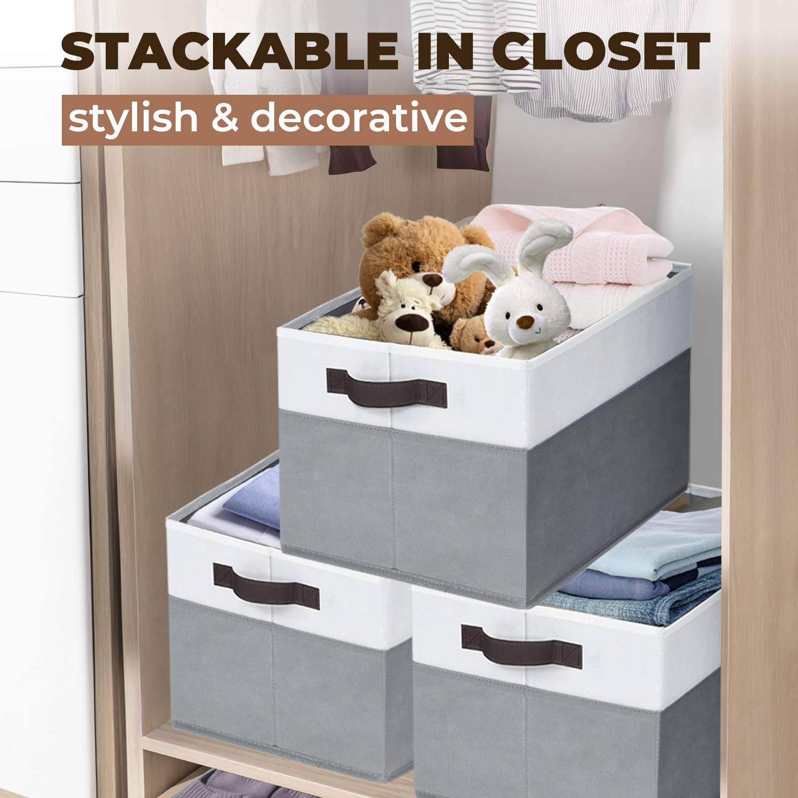 Criusia 6 Pack Clothes Storage Bins For Organization - 16X12 Extra Large Storage Baskets For Shelves Closet Bedroom - Toy Storag