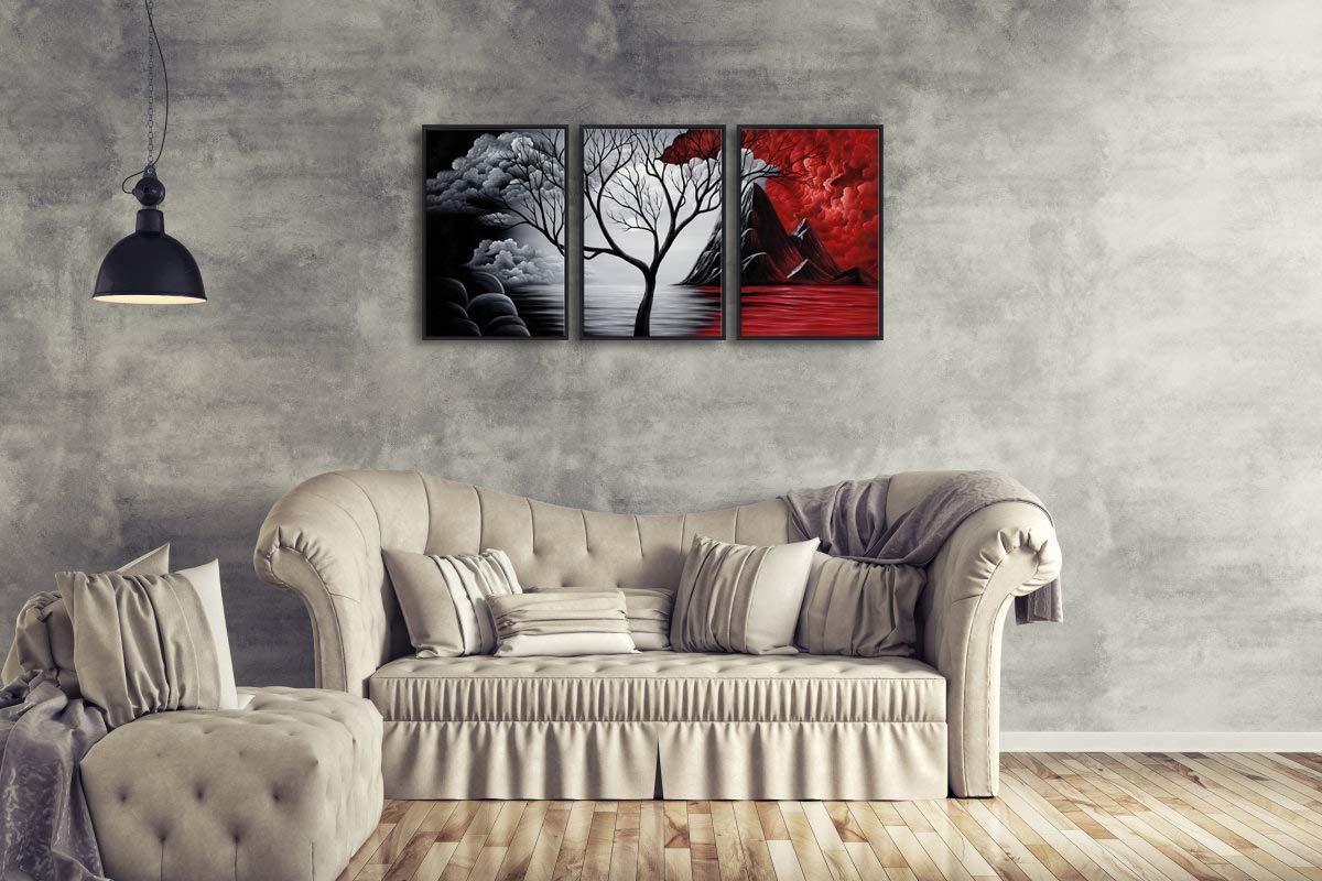 Wieco Art Large Size Framed Art Canvas Art Prints Wall Art The Cloud Tree Abstract Pictures Paintings For Bedroom Home Office De