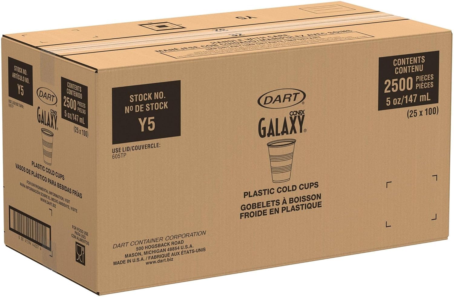 Dart Y5 Conex Galaxy Polystyrene Cold Cup, 5 Oz. Capacity, Translucent (Case Of 2,500)