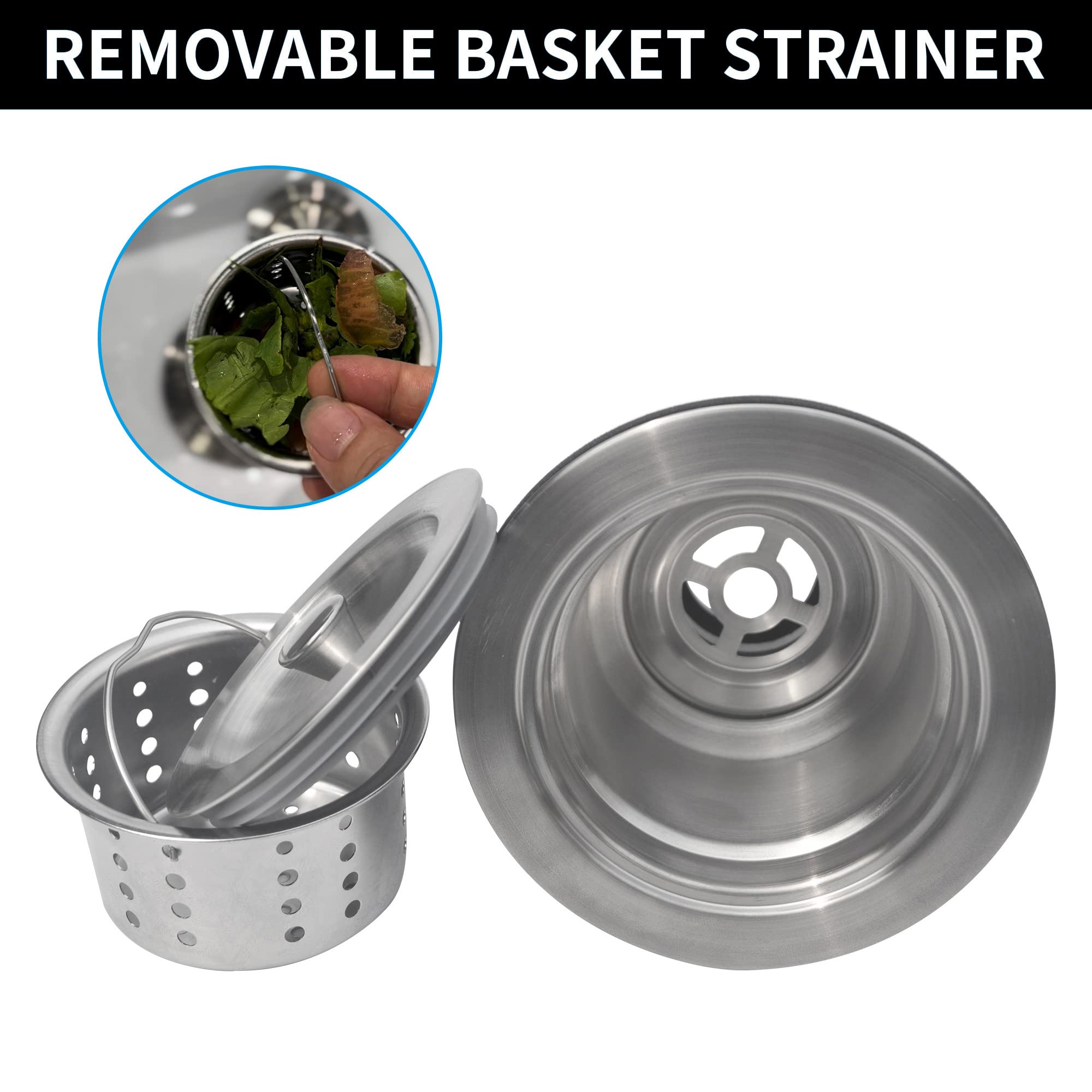 Lynnado Sink Strainer Kitchen Sink Drain Assembly Kit 3-1/2 Inch With Kitchen Sink Drain Basket,304 Stainless Steel Sink Stopper
