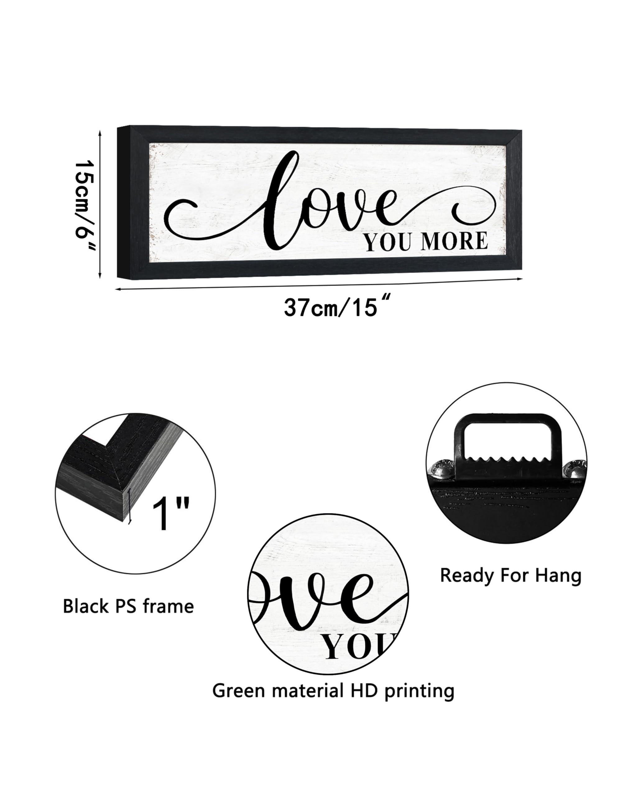 Love You More Sign Wall Decor: Love Quotes Wall Art Modern Master Bedroom Signs Wall Decor Above Bed Framed Aesthetic Farmhouse