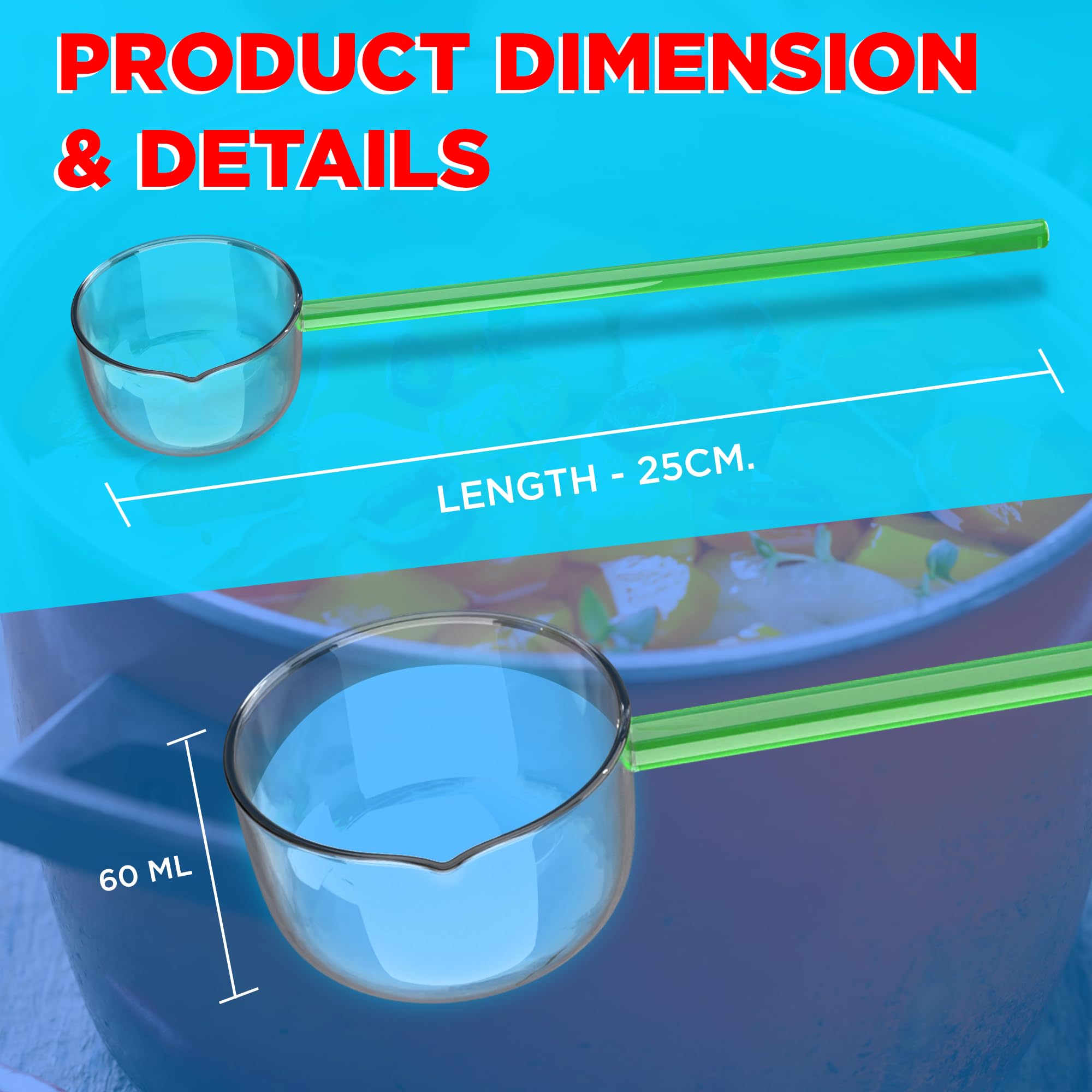 Quiksparq Multipurpose Glass Spoon And Ladle - Heat Resistant Borosilicate Karandi For Cooking, Serving, And Stirring (Yellow)