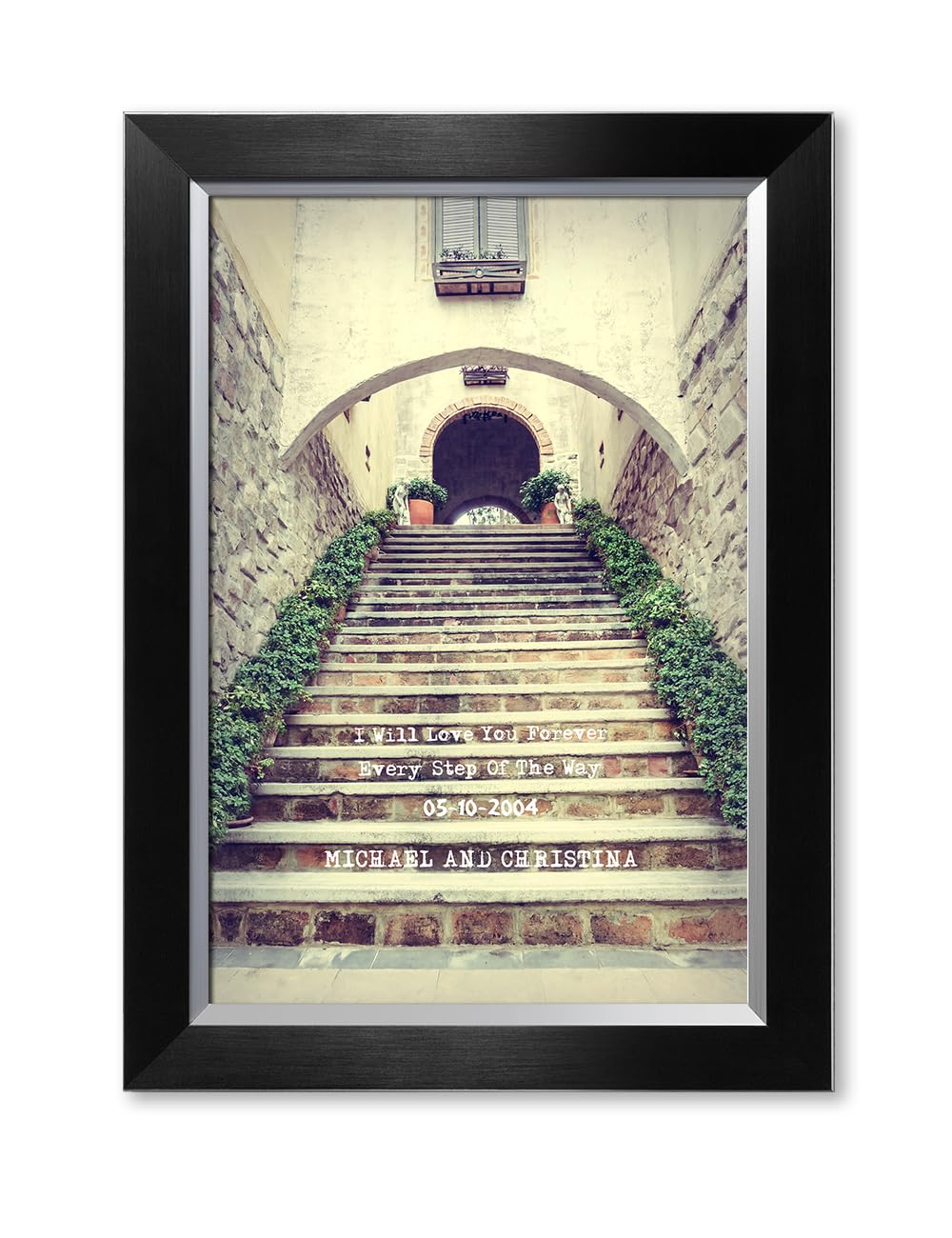 Ipic - Love You Every Step, Personalized Artwork With Names And Date On For Home Decor, Customized Gift For Anniversary,Wedding,