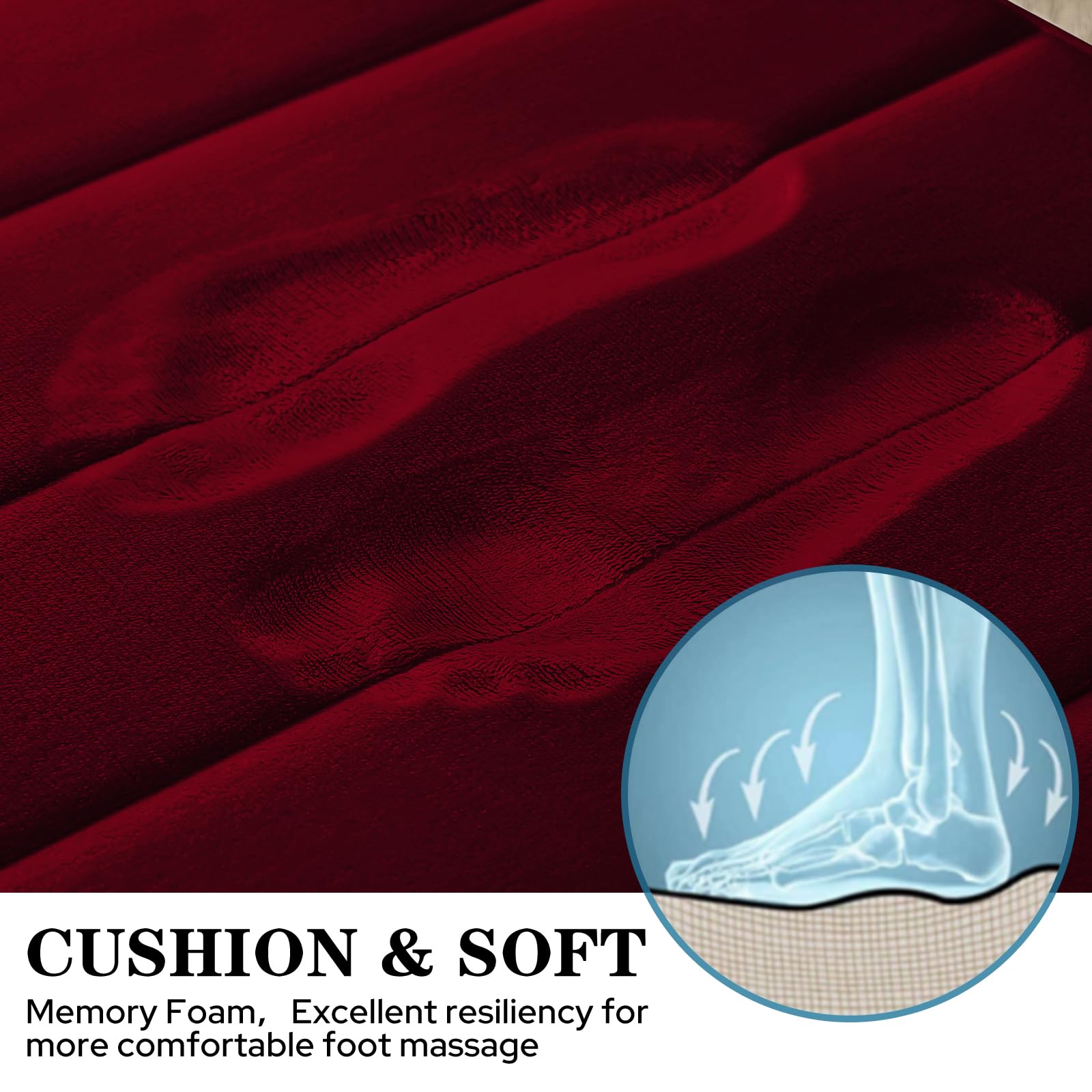 Bysure Burgundy Memory Foam Bathroom Rug Set 3 Piece, Non Slip Extra Soft Absorbent Bath Mats, Machine Washable & Dry Toilet Mat
