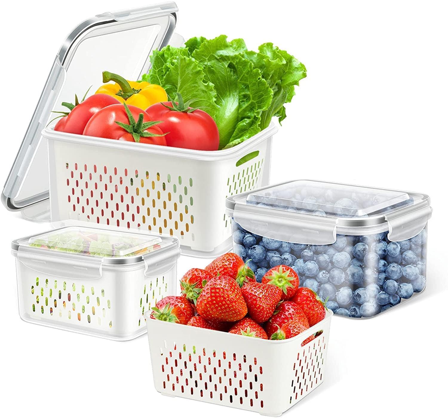 Blurism 4Pack Stackable Multipurpose Storage Box With Lid, Fridge Organiser For Kitchen, Countertops, Pantry Organizers And Stor