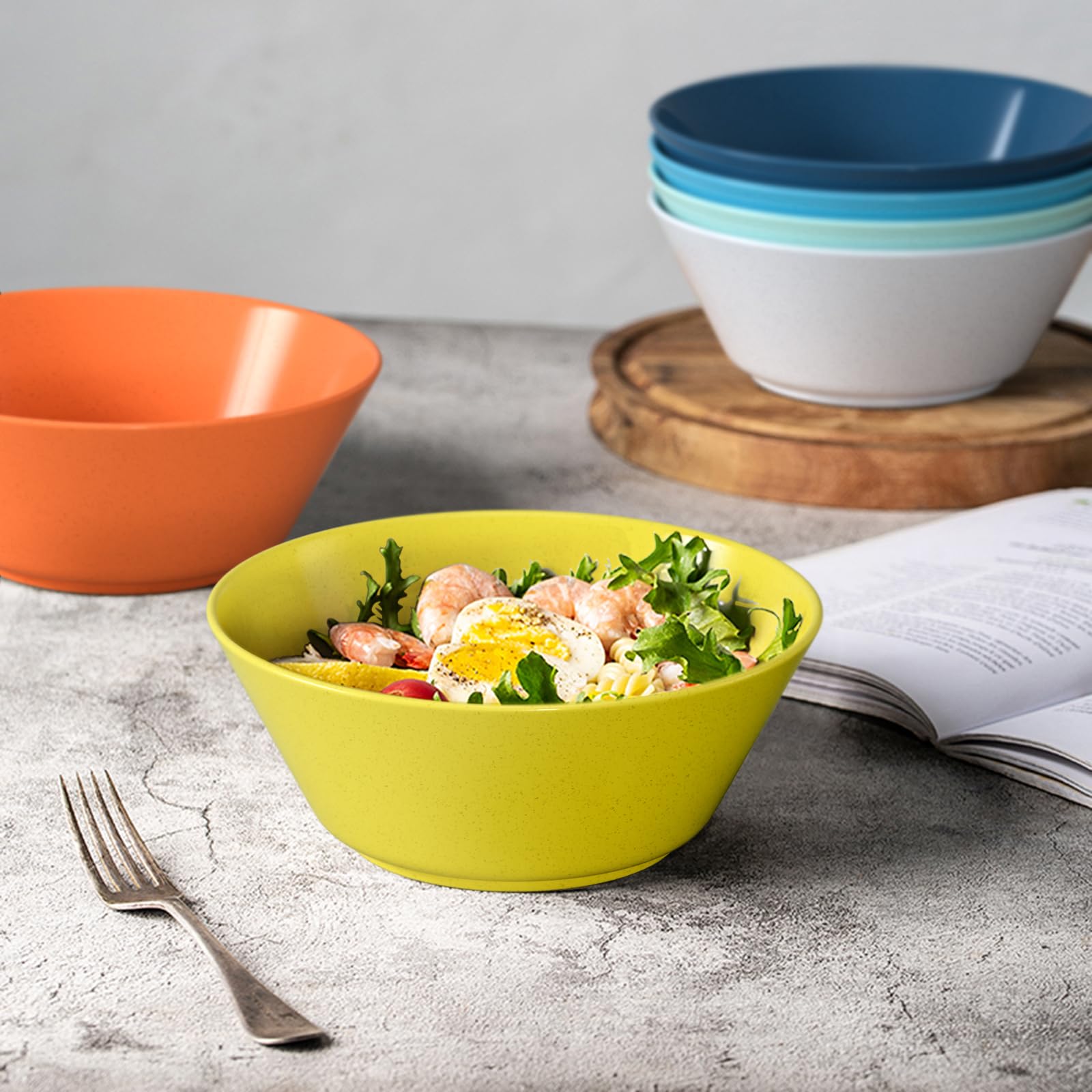 Homestockplus 50 Oz Large Cereal Bowls, Unbreakable Salad Bowl Set Of 6, Sturdy And Stackable Serving Bowls, Microwave Dishwashe