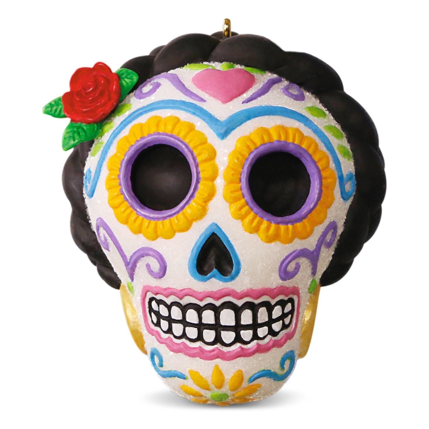 D  a de Los Muertos Halloween Sugar Skull Ornament