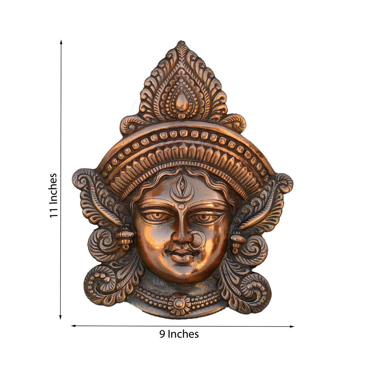 Ecraftindia Goddess Durga Metal Wall Hanging (22.5 Cm X 6.25 Cm X 27.5 Cm, Brown)