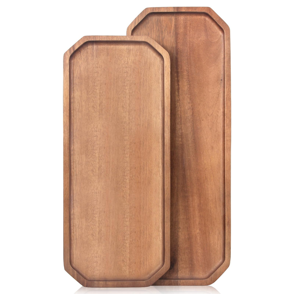 Set Of 2 Wooden Serving Platters Food Tray Charcuterie Boards Large Acacia Wood Trays For Kitchen Counter Wood Charcuterie Platt