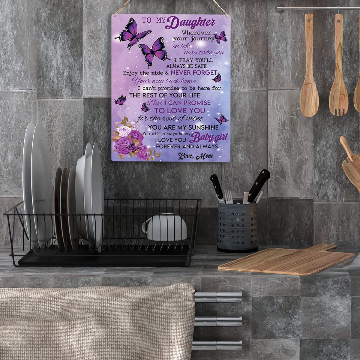 Inspirational Daughter Gift from Mom To My Daughter Wooden Hanging Sign Daughter Gifts Christmas Birthday Anniversary Wedding Gi