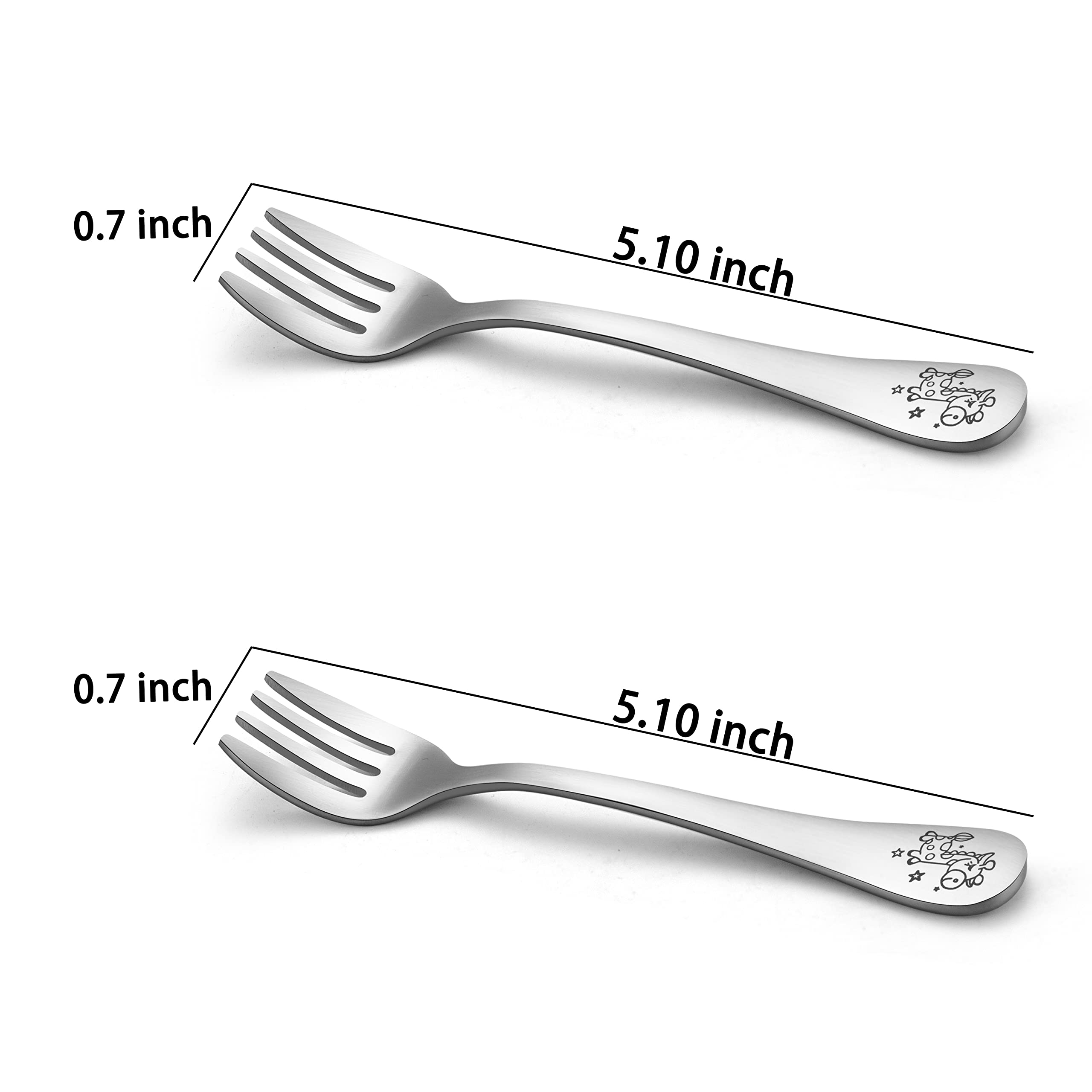 Teamfar Toddler Fork, Stainless Steel Toddler Utensils Forks Set Of 6, Non Toxic & Healthy, Cute Animals & Attached Travel Case