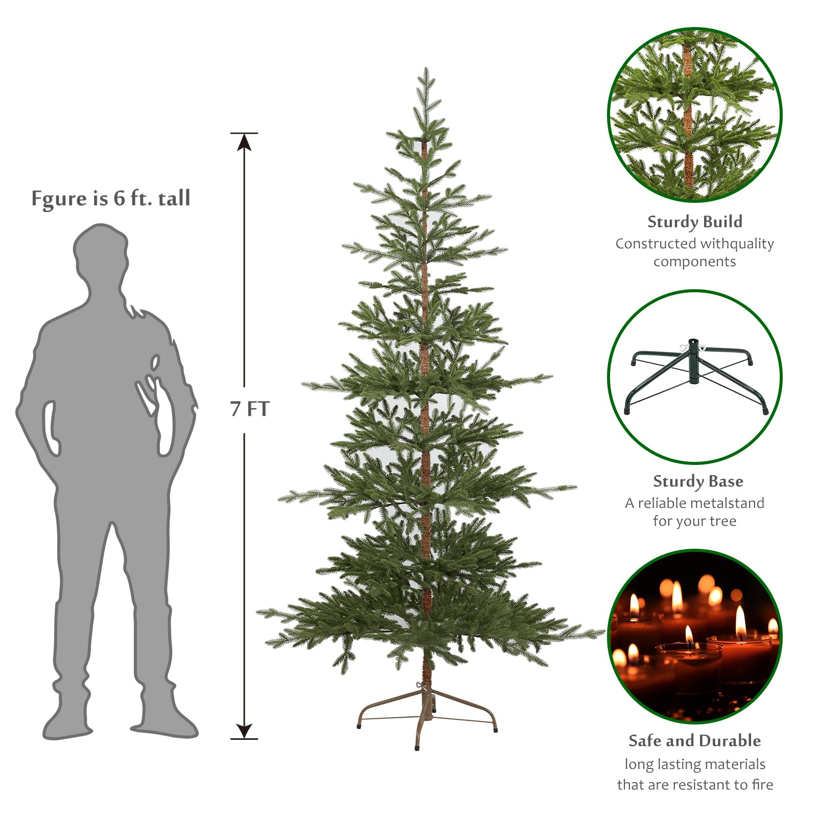WBHome 7 FT Alpine Fir Artificial Christmas Tree, Green, Polyethylene, Model DY-USB-200G