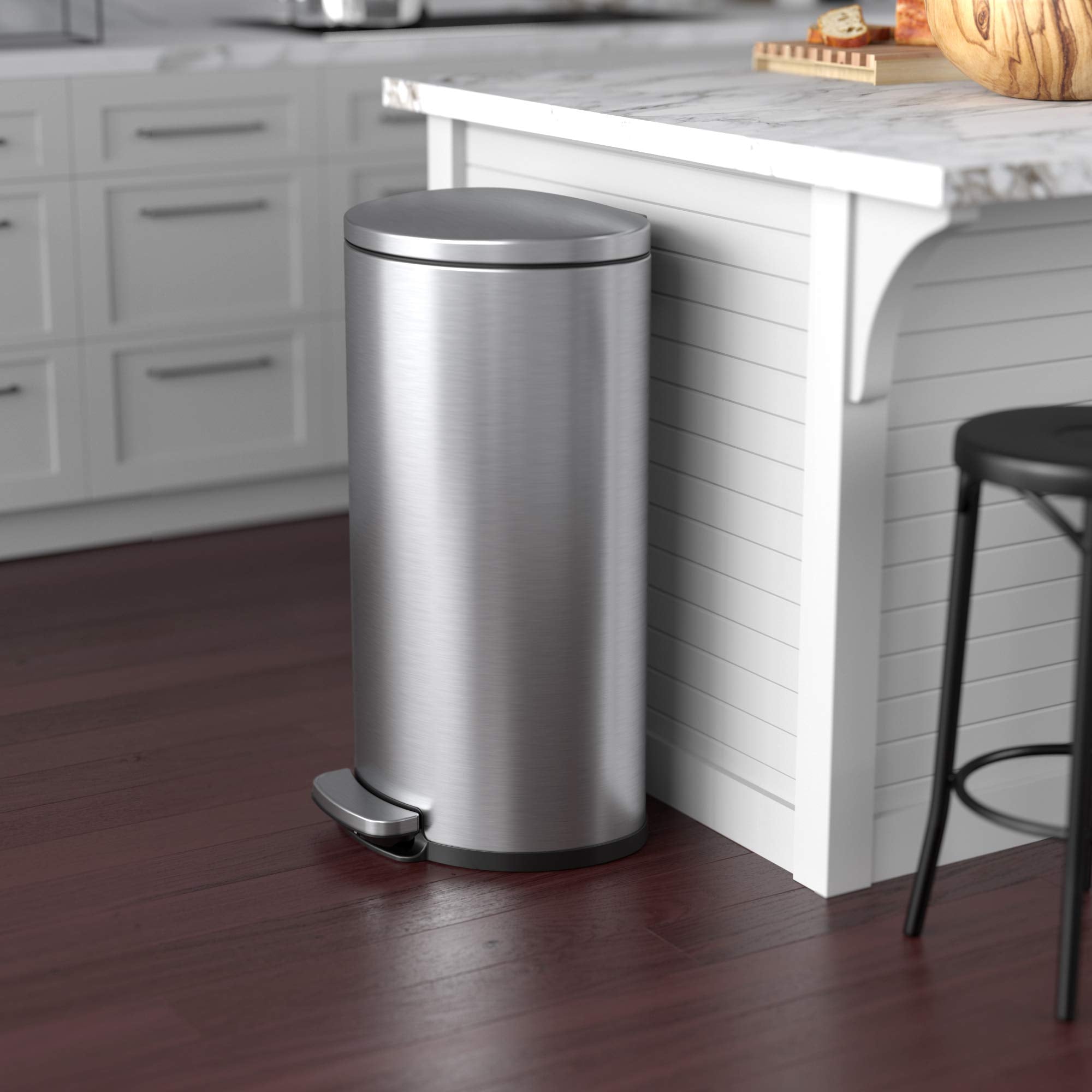 Itouchless Softstep 8 Gallon Kitchen Step Trash Can With Odor Filter & Removable Inner Bucket, Stainless Steel, 30 Liter Semi-Ro