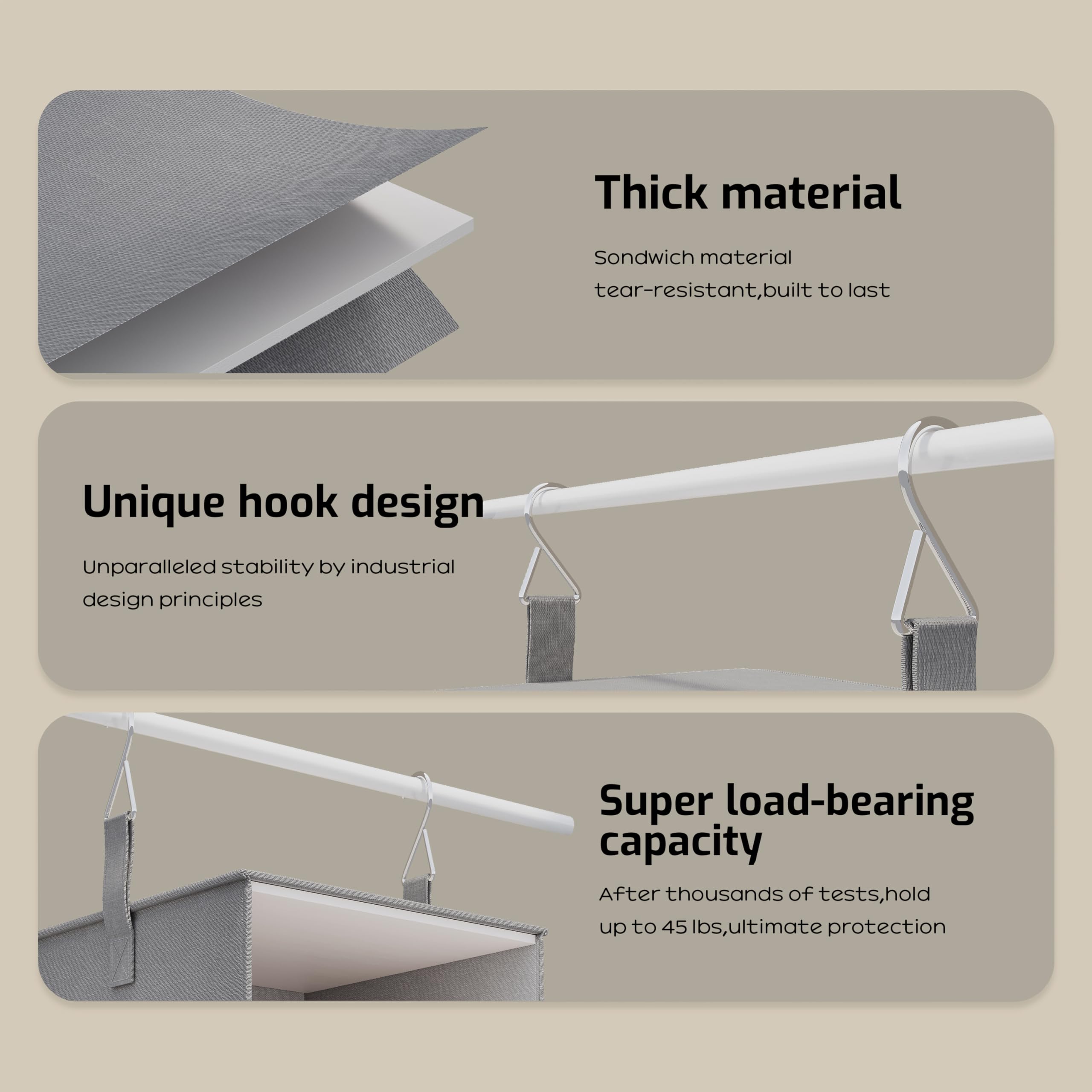 Vailando 6-Tier Hanging Shelves For Closet, Two 3-Shelf Hanging Closet Organizer W/ 4 Side Pockets And 3 Drawers, Combinable For