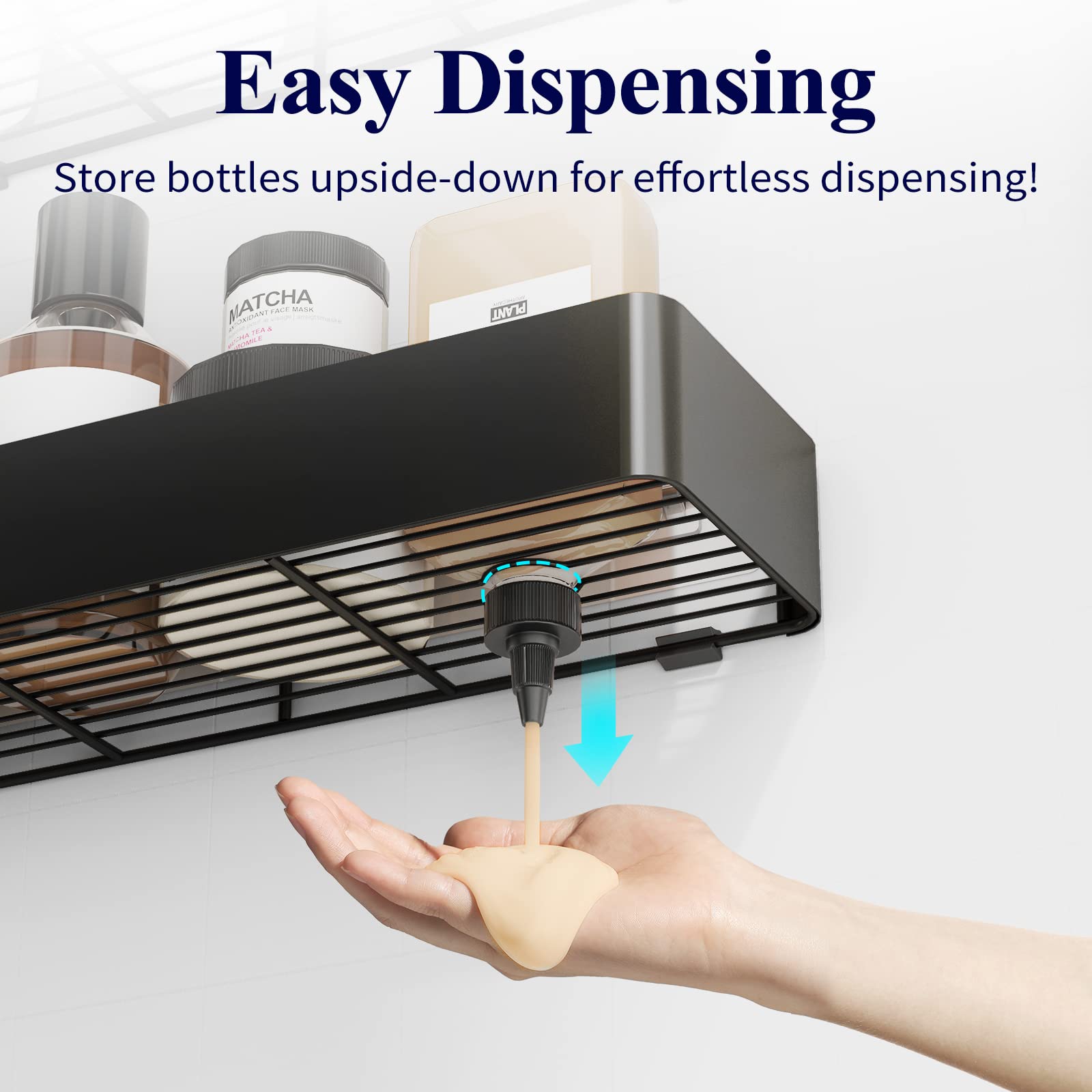 Kitsure Shower Caddy - 2 Pack Rustproof Shower Organizer  Drill-Free & Quick-Dry Shower Shelf for inside Shower with Large Capacity  Durable Stainless Steel Shower Rack with 4 Hooks  Black