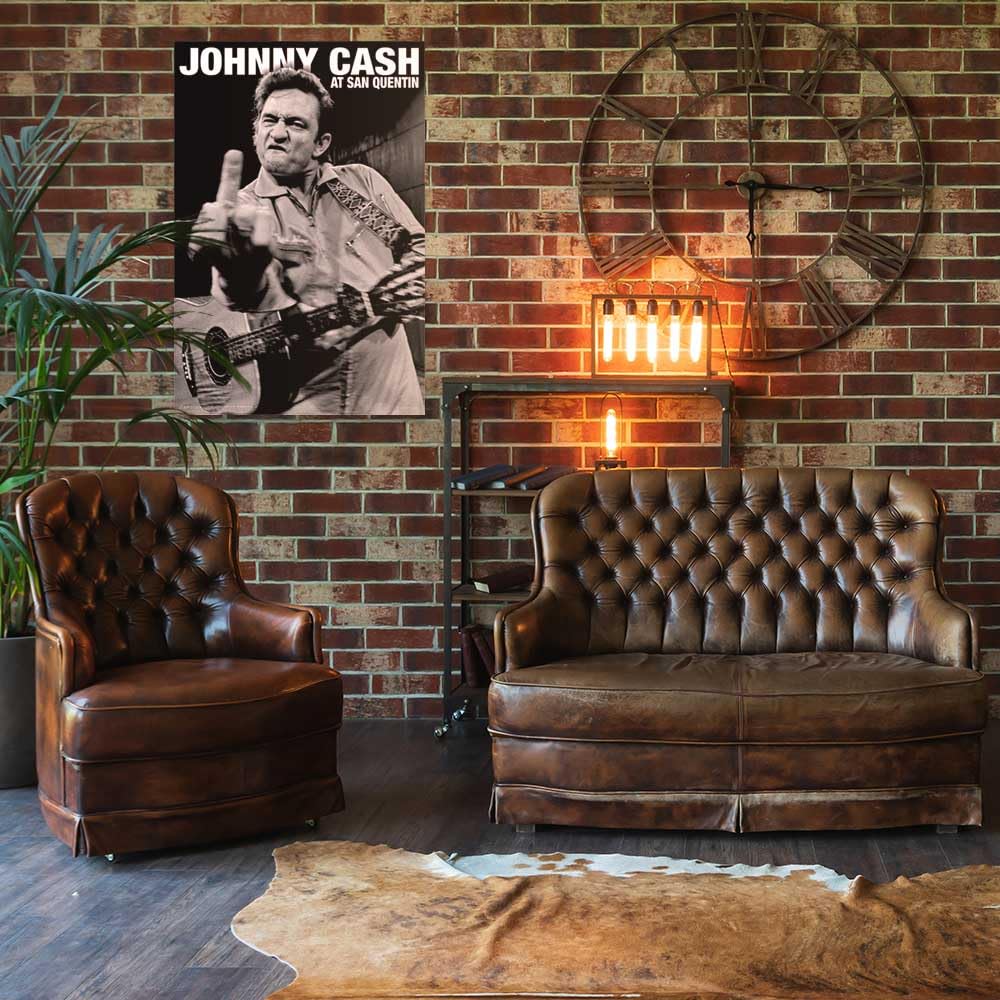 Scorpio Posters Johnny Cash San Quentin Laminated Poster 24.5" x 36.5" Black & White