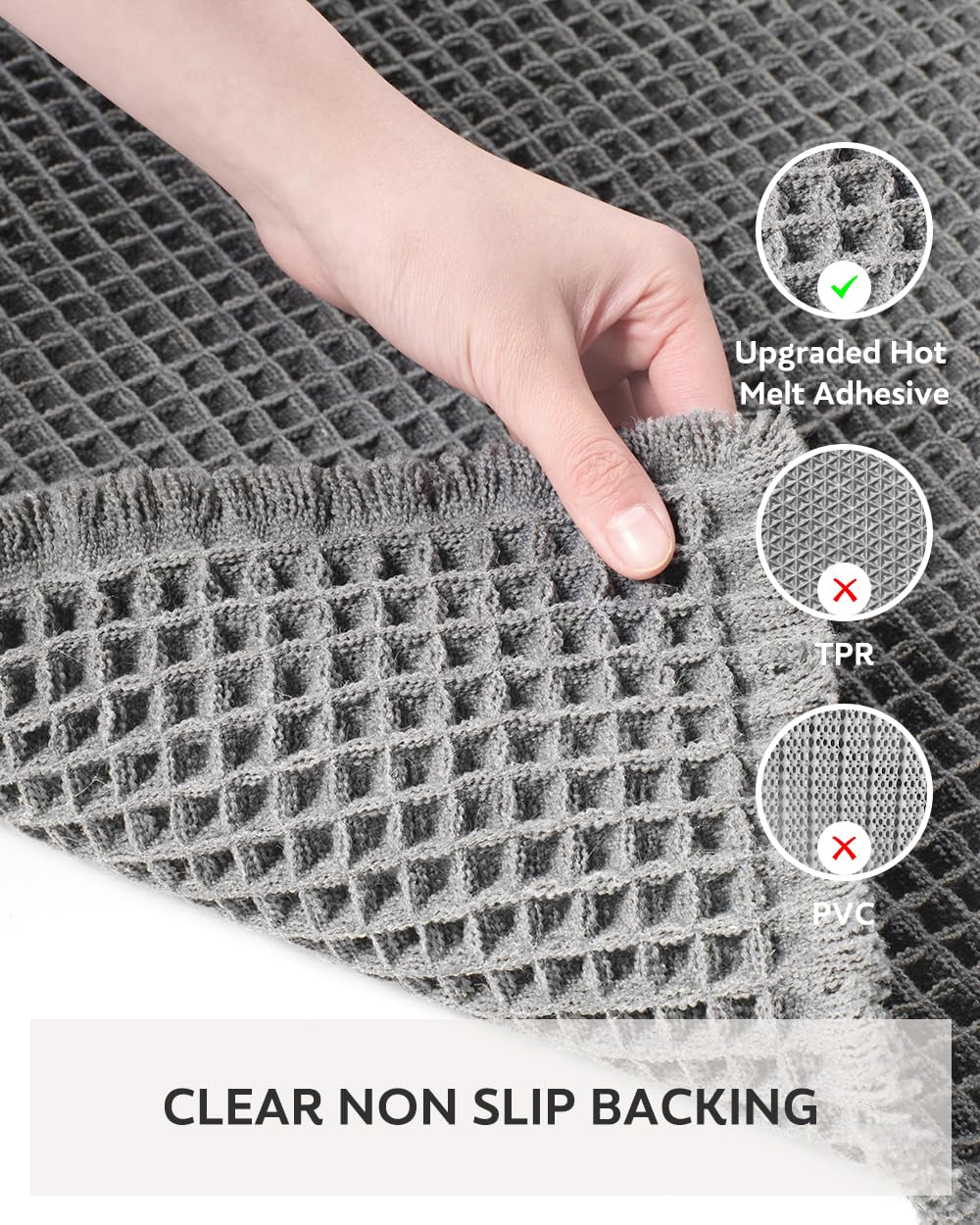 Tchdio Waffle Bath Mat Rug, Super Absorbent Non Slip Bath Mats For Bathroom Mat Ultra Soft Bathmat Machine Washable Bathroom Rug