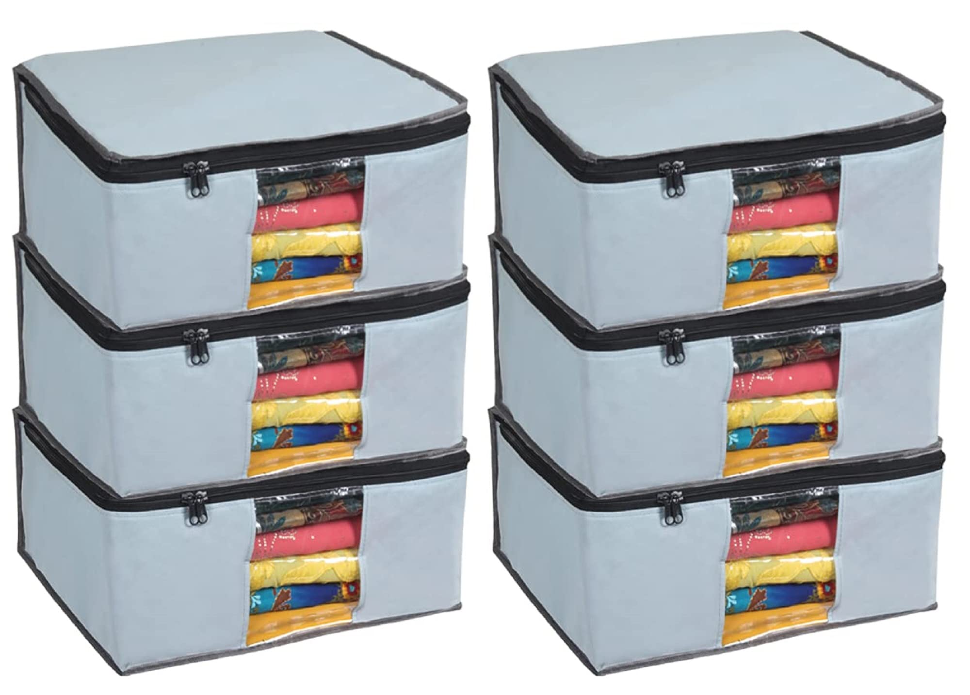 Immerse Non Woven Fabric Saree Cover/Clothe Cover For Saree Organiser/Storage Bag Set With Transparent Window, Extra Large (Set 