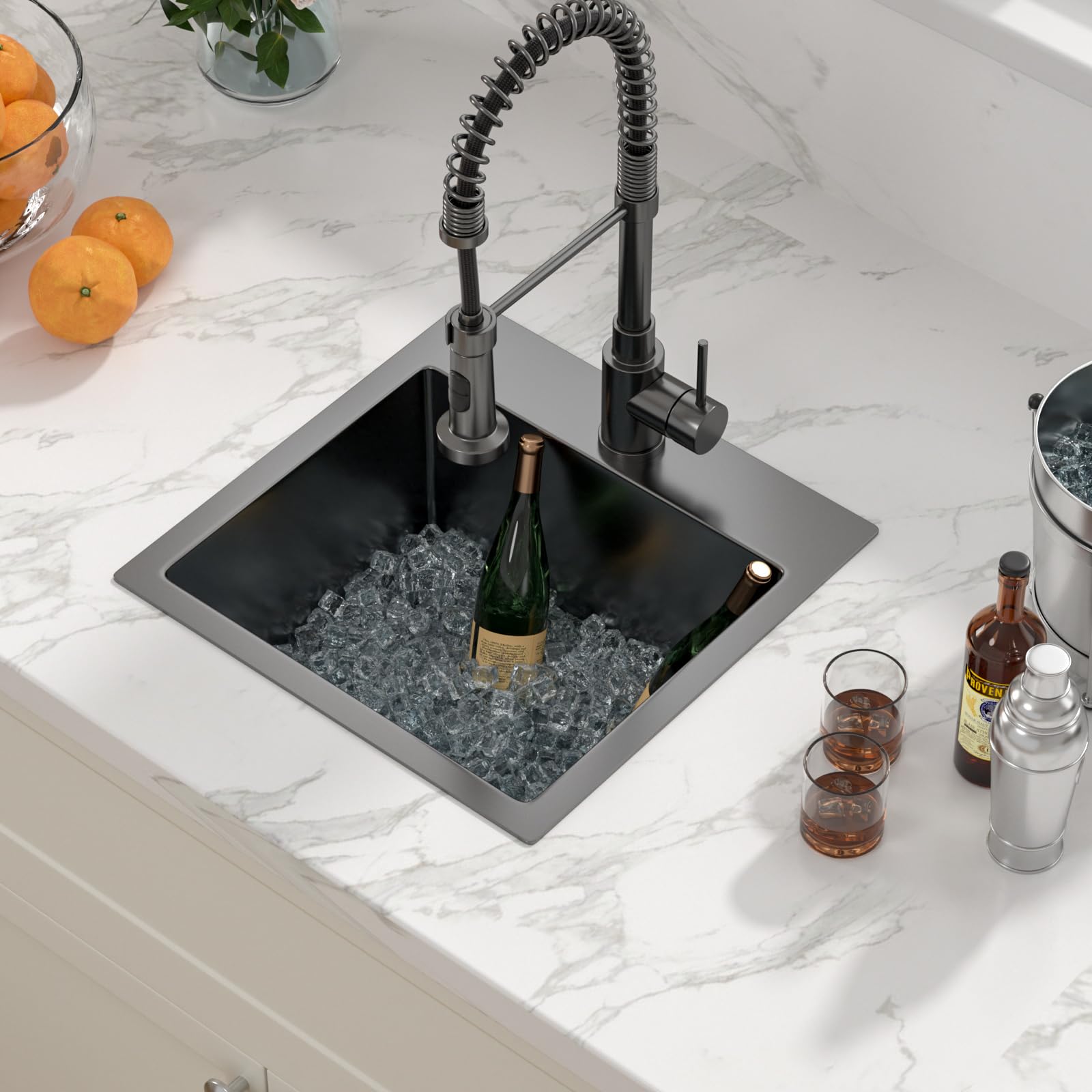 Sarlai 18 Drop Bar Sink Stainless Steel - 18 X 18 Inch Bar Prep Sink Square Topmount Stainless Steel 16 Gauge Deep Single Bowl O